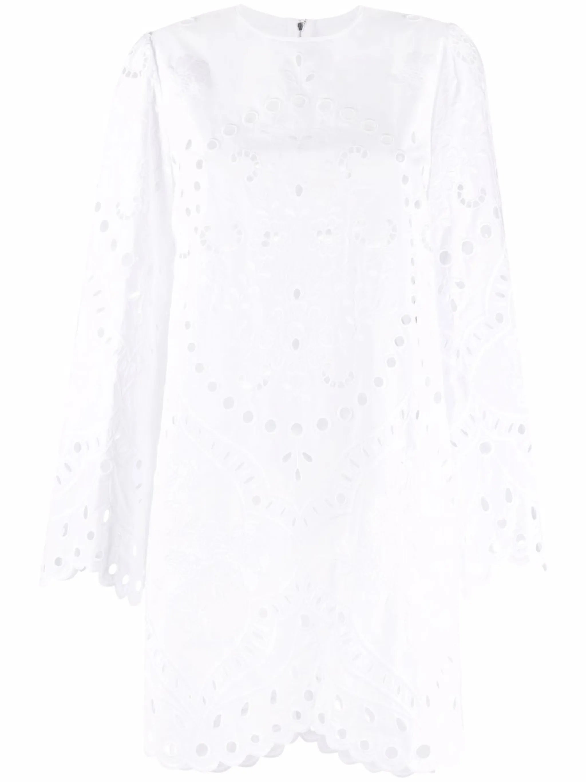 broderie-anglaise bell-sleeve mini dress