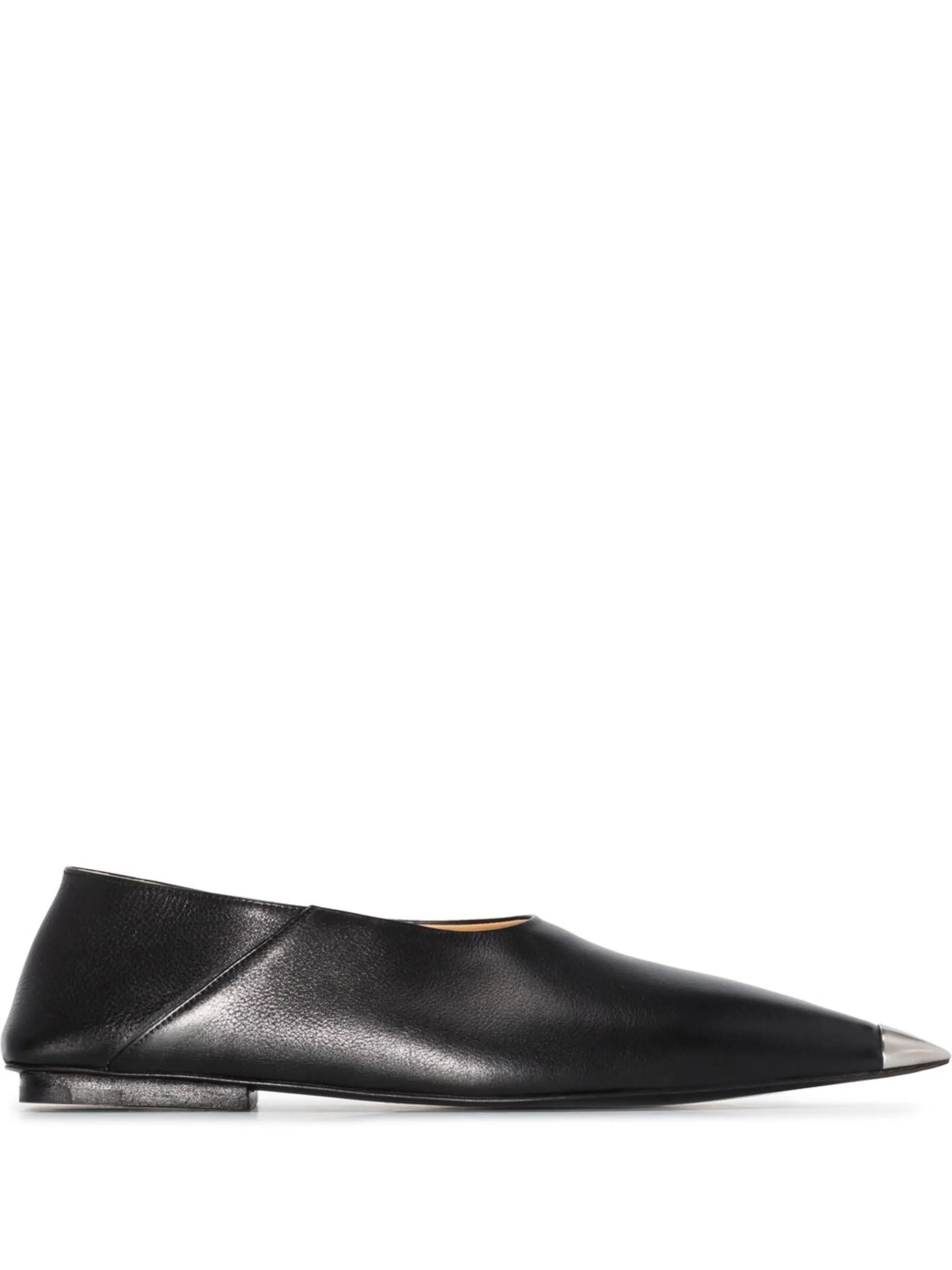 pointed-toe leather ballerina flats