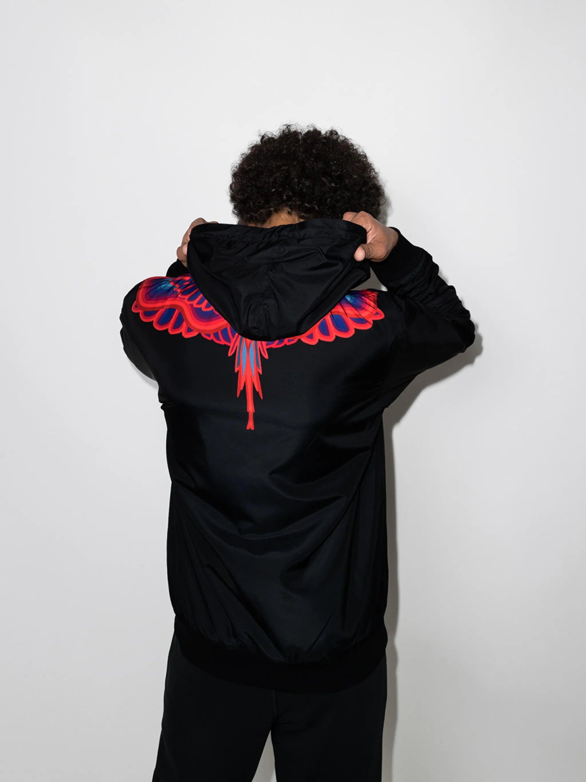 Curved Wings-print hooded jacket