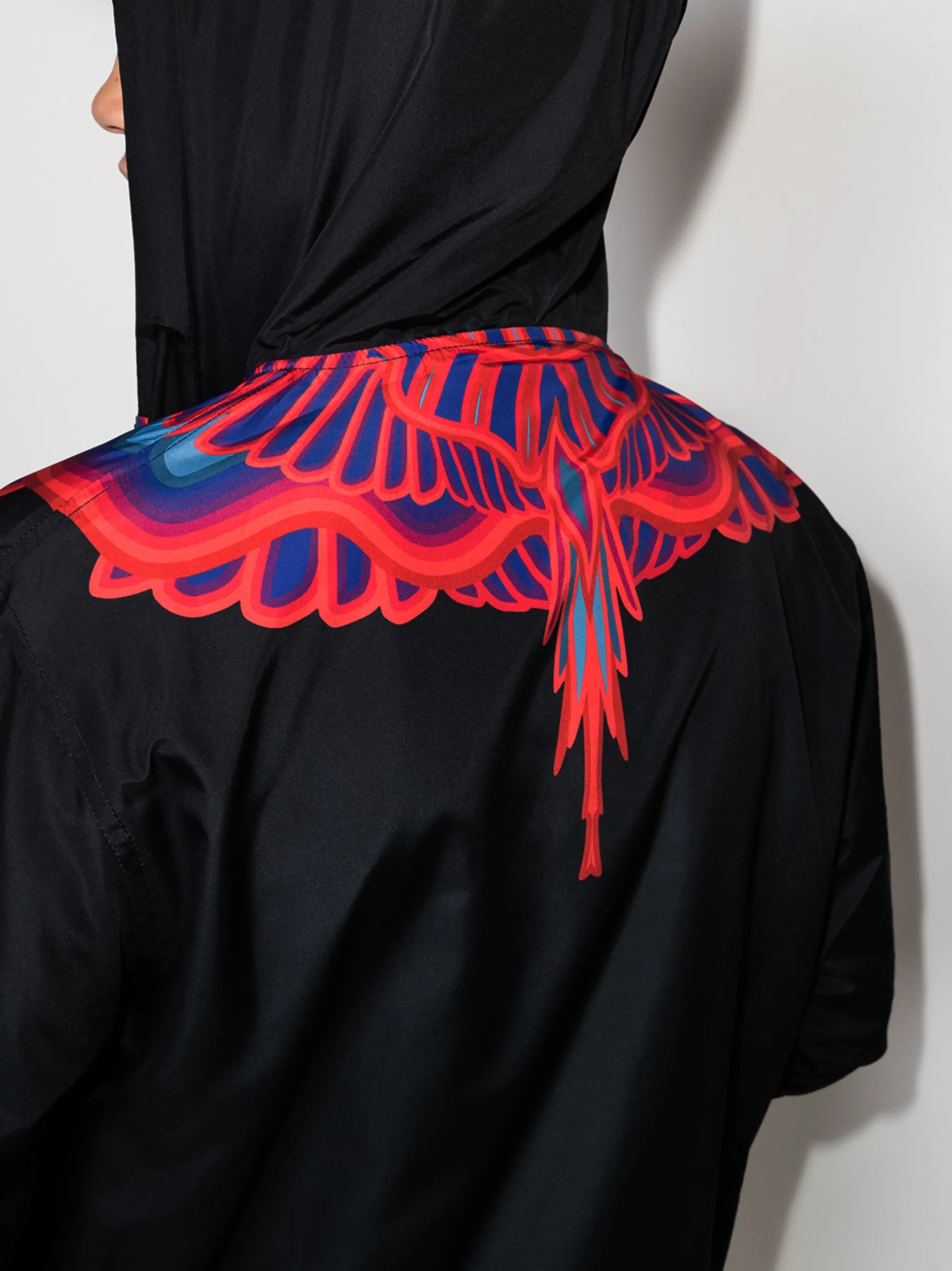 Curved Wings-print hooded jacket