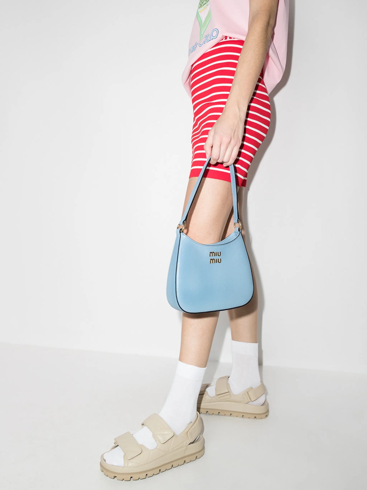Madras logo-lettering leather shoulder bag