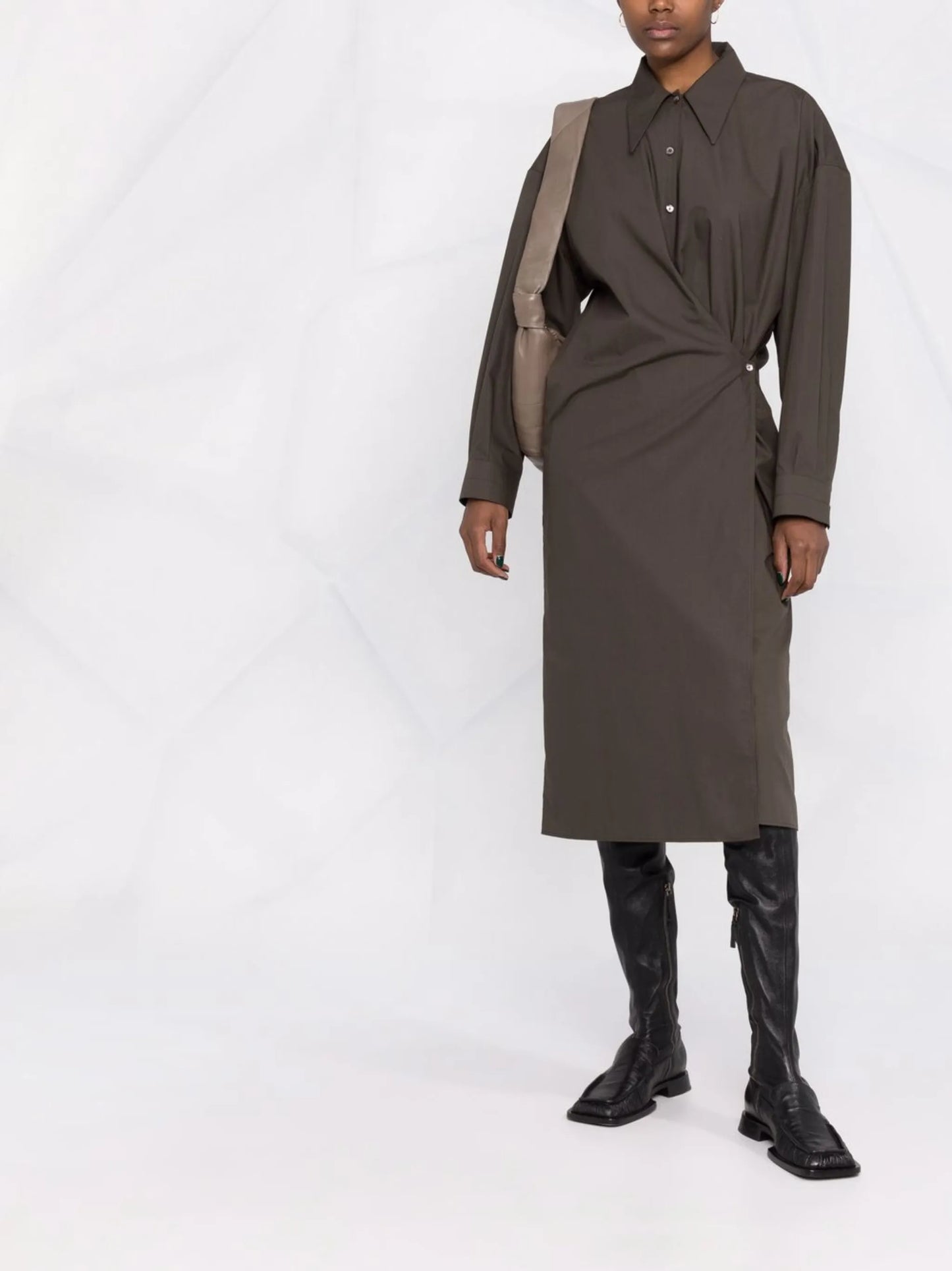 Twisted midi shirt dress