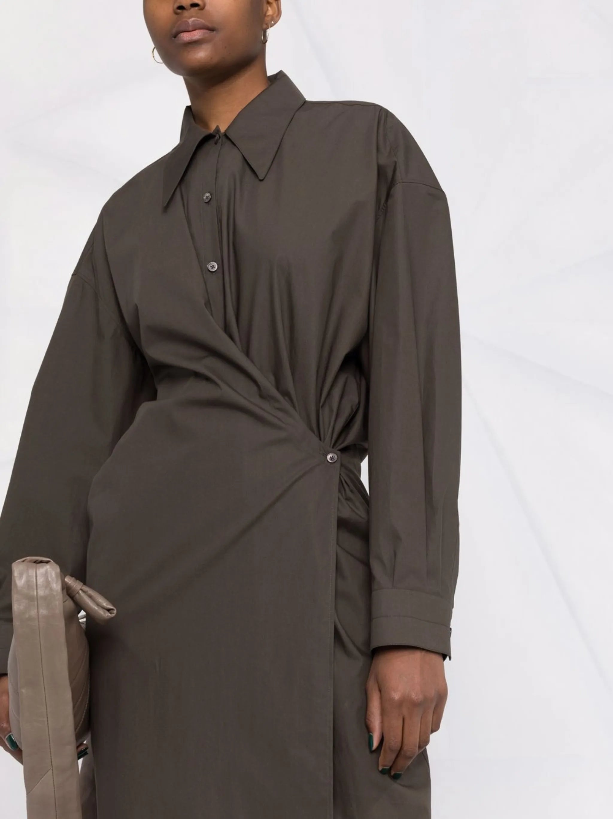 Twisted midi shirt dress