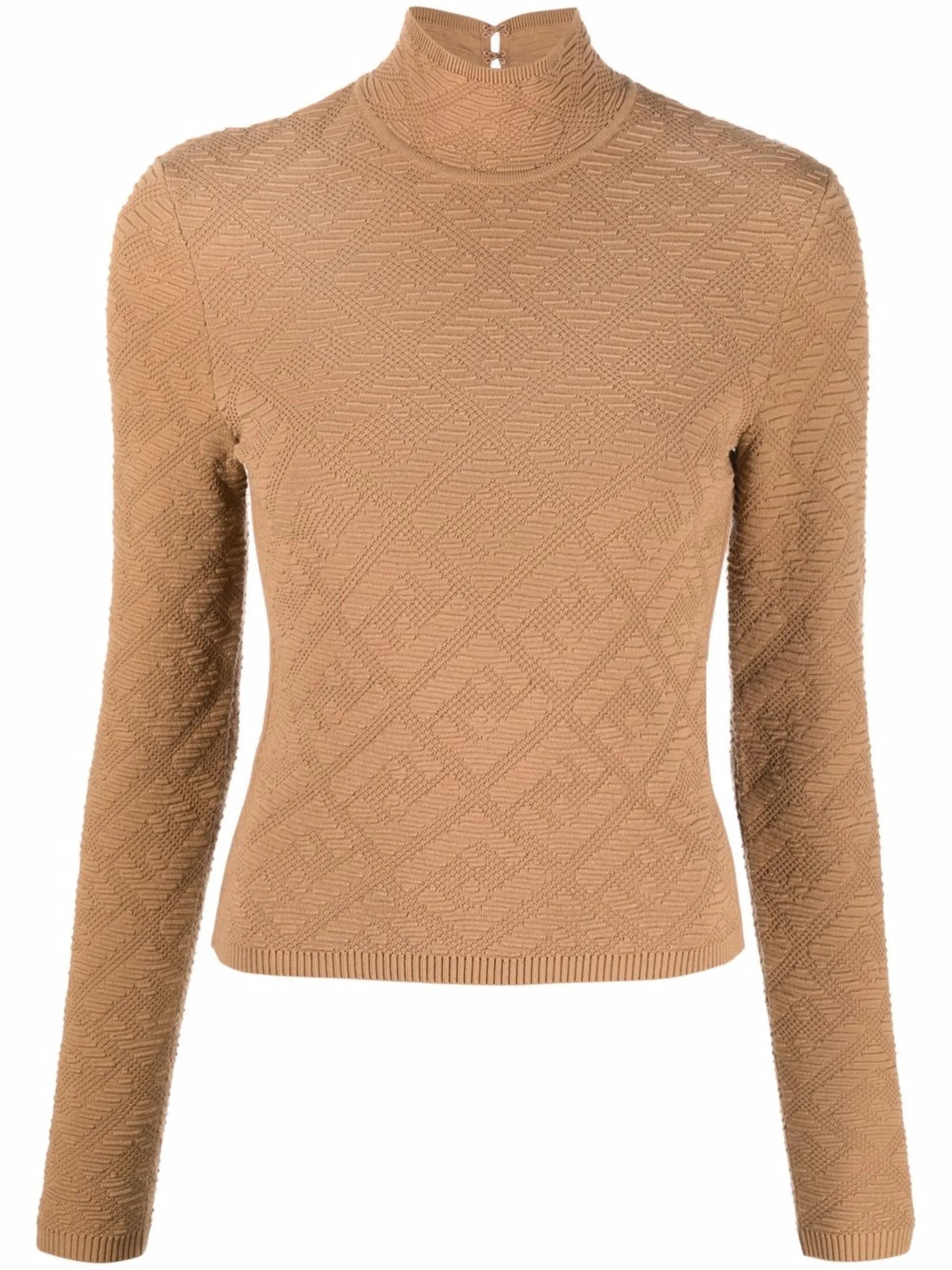 argyle knit mock neck top