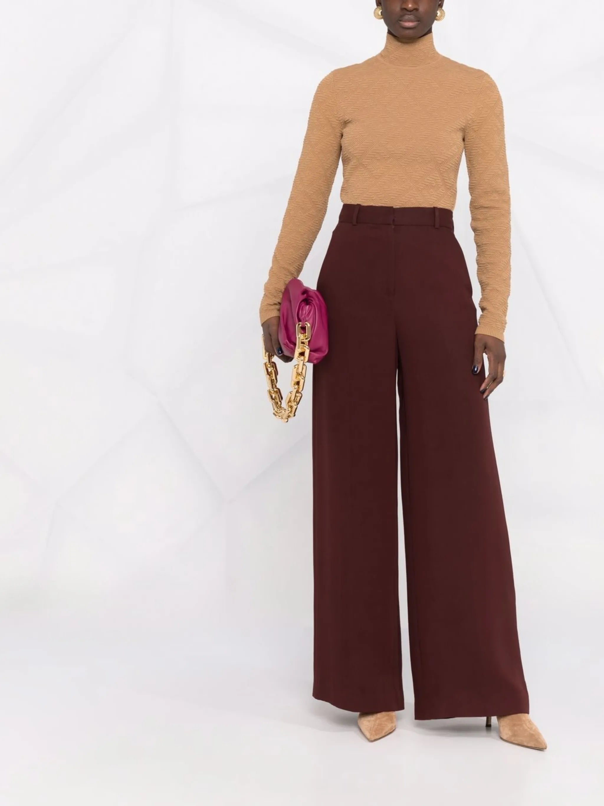 argyle knit mock neck top