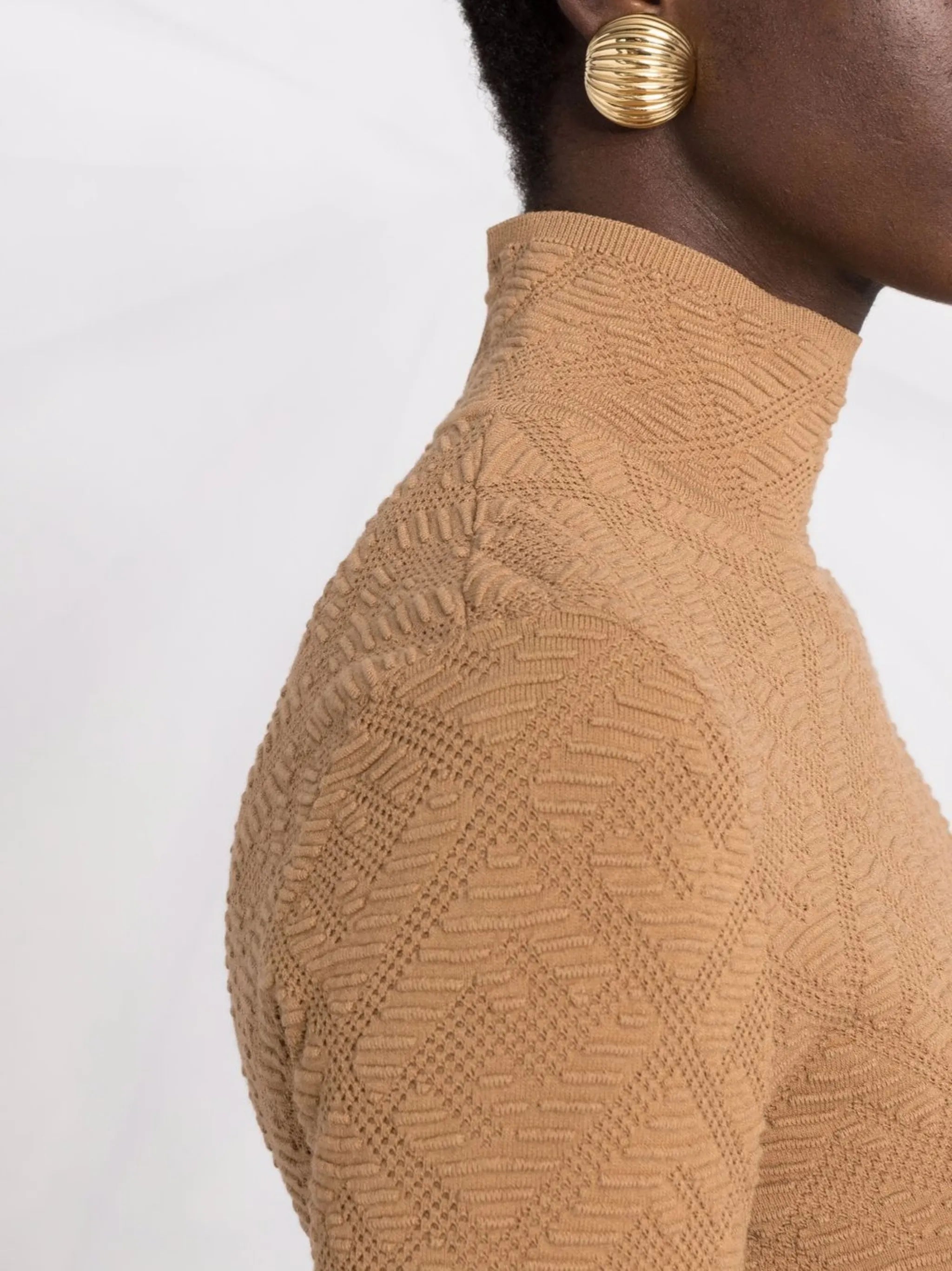 argyle knit mock neck top