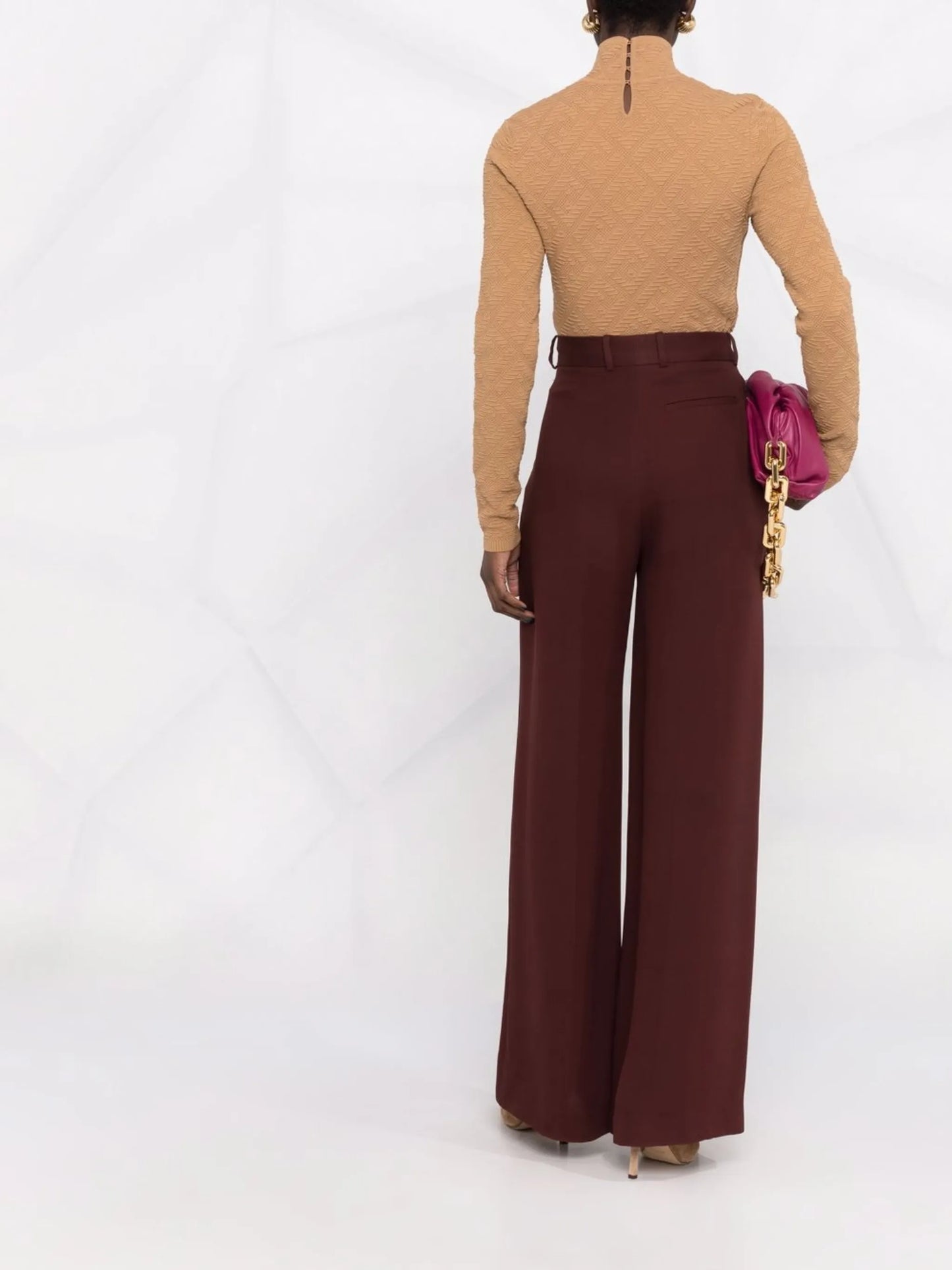 argyle knit mock neck top