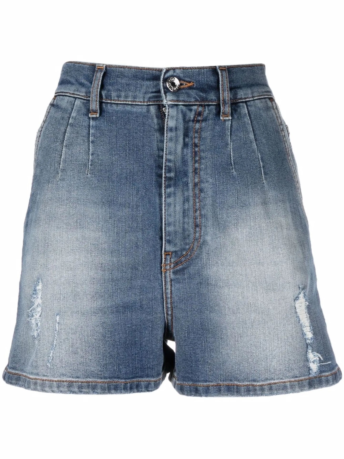 distressed faded denim shorts
