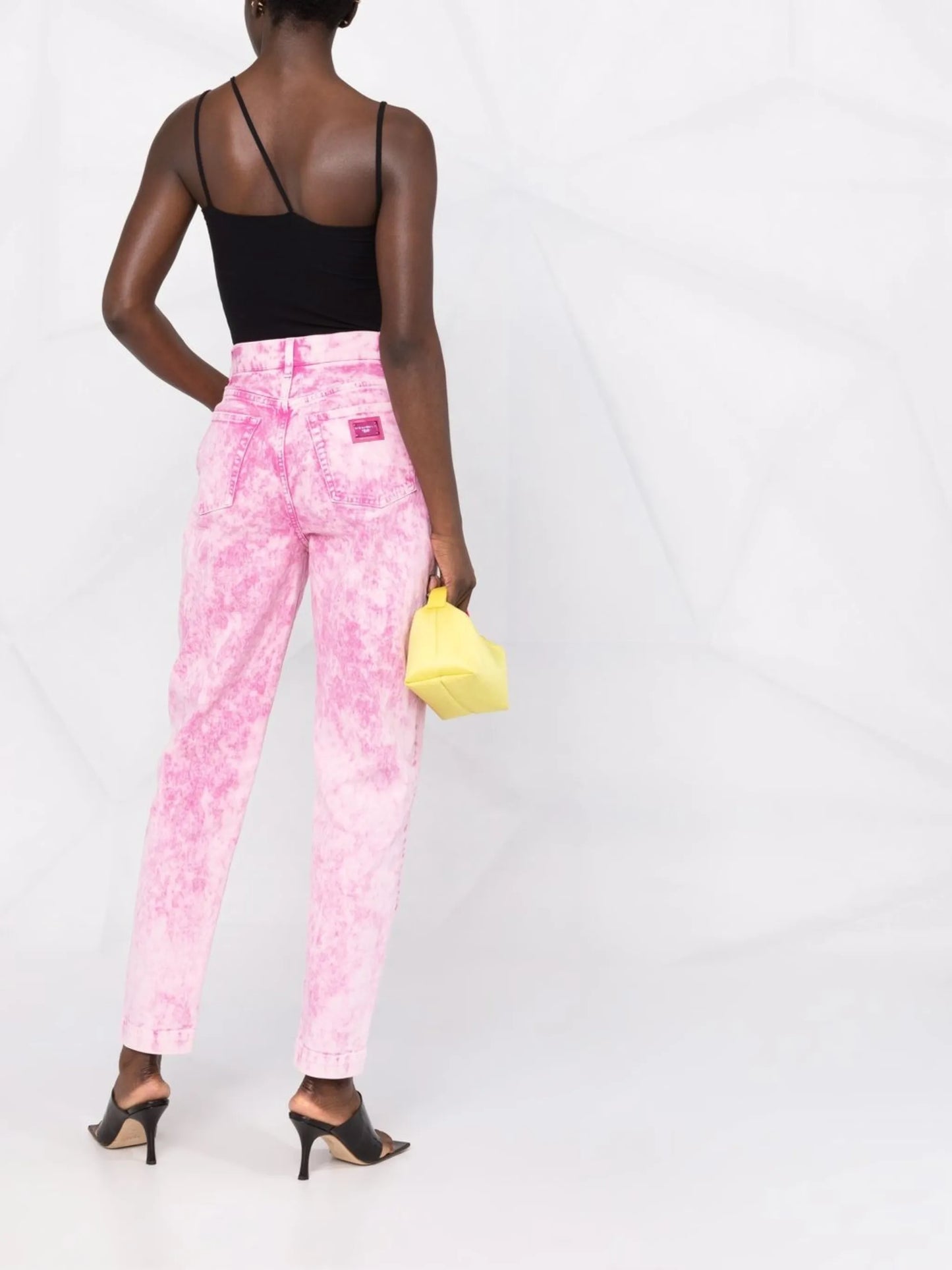 Amber high-waisted marble-effect jeans