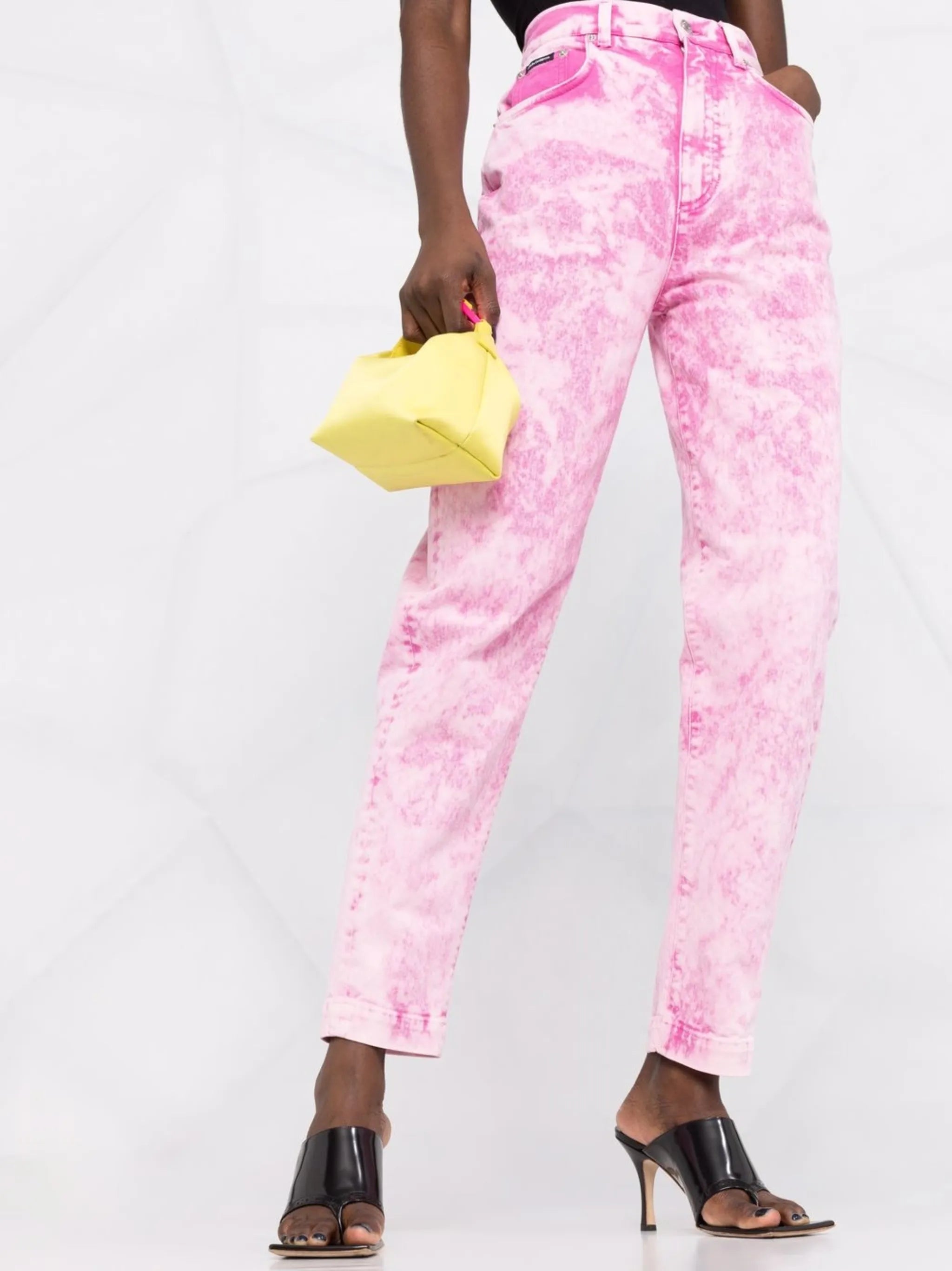 Amber high-waisted marble-effect jeans