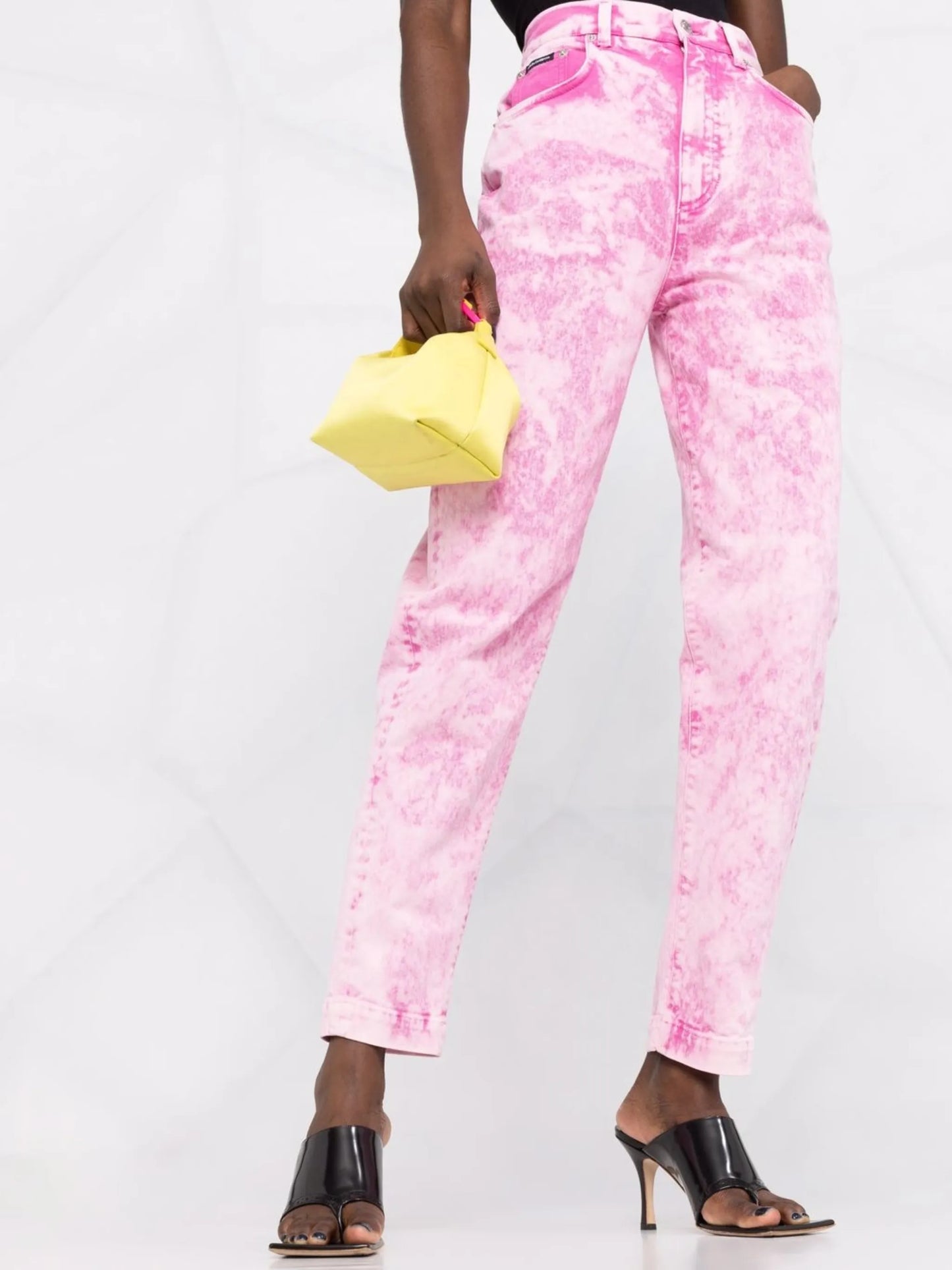 Amber high-waisted marble-effect jeans