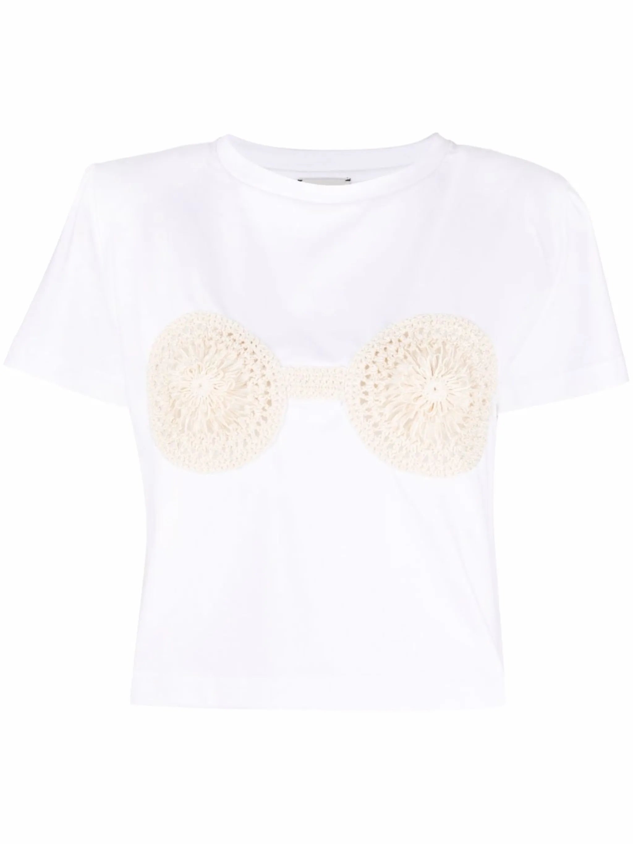 crochet-detailed cotton T-shirt