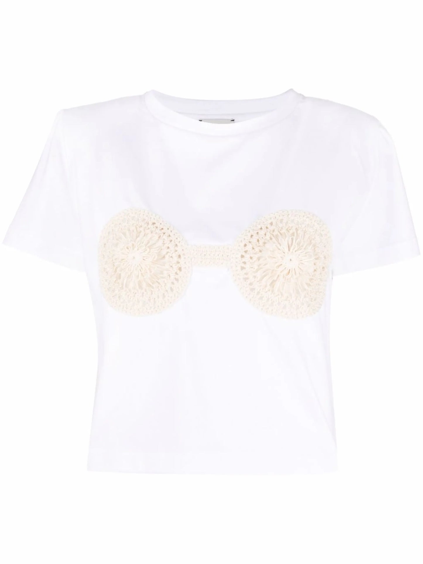 crochet-detailed cotton T-shirt