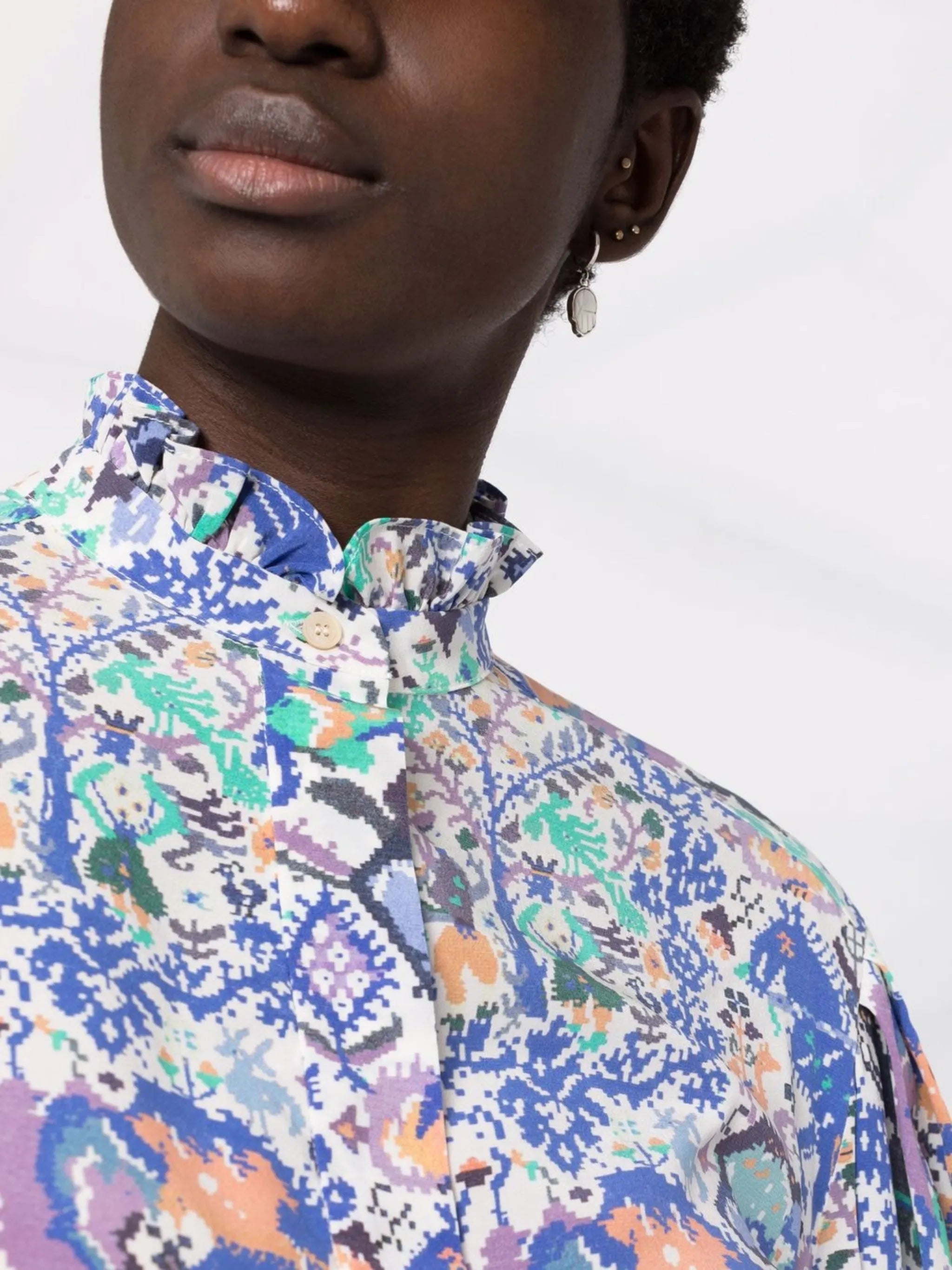 Banessa abstract-print ruffled blouse