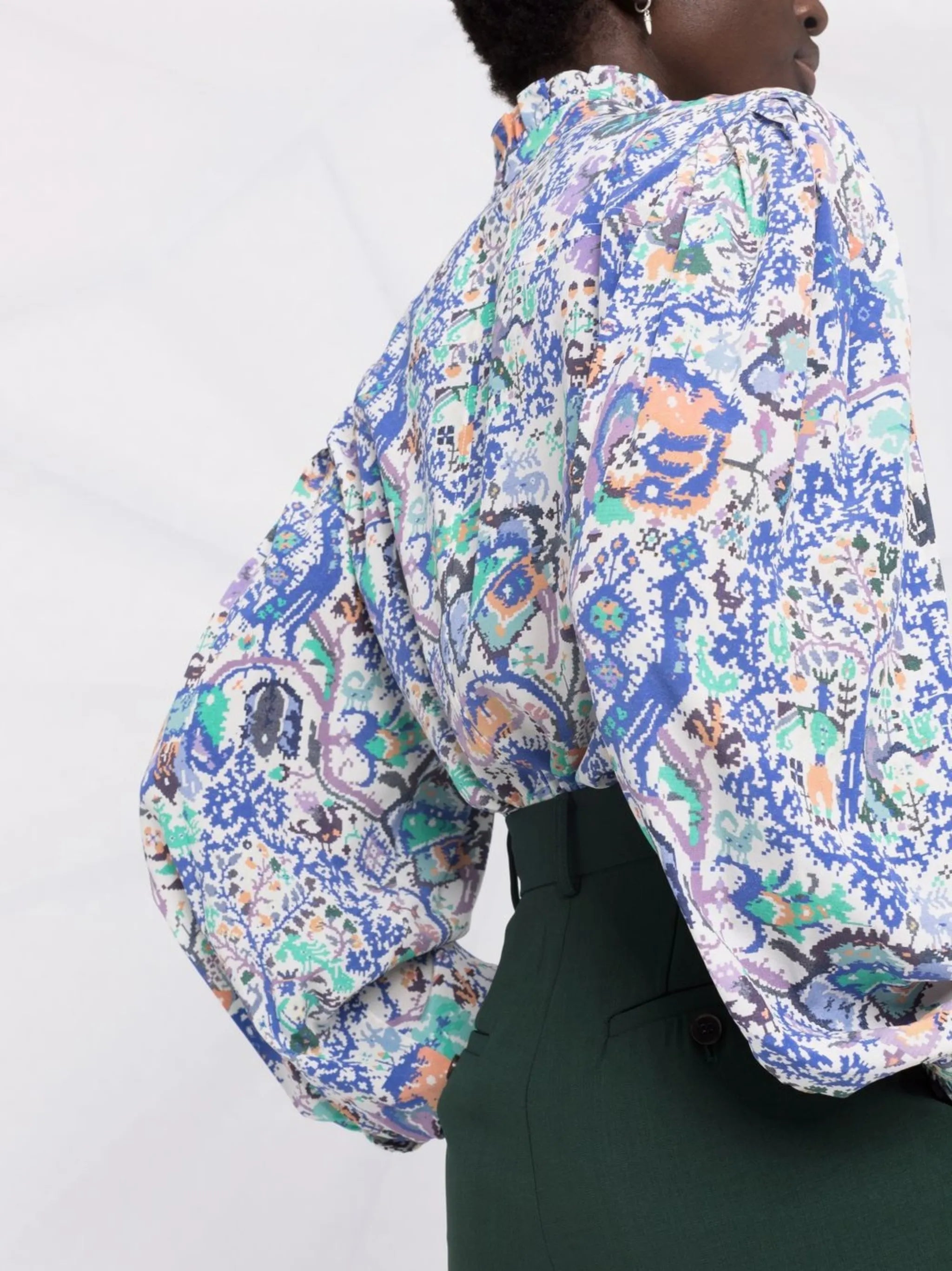 Banessa abstract-print ruffled blouse