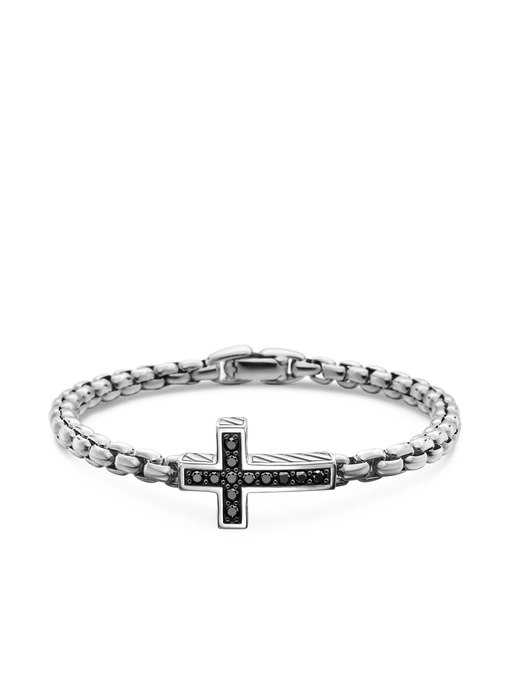 sterling silver Pavé Cross diamond bracelet (5mm)
