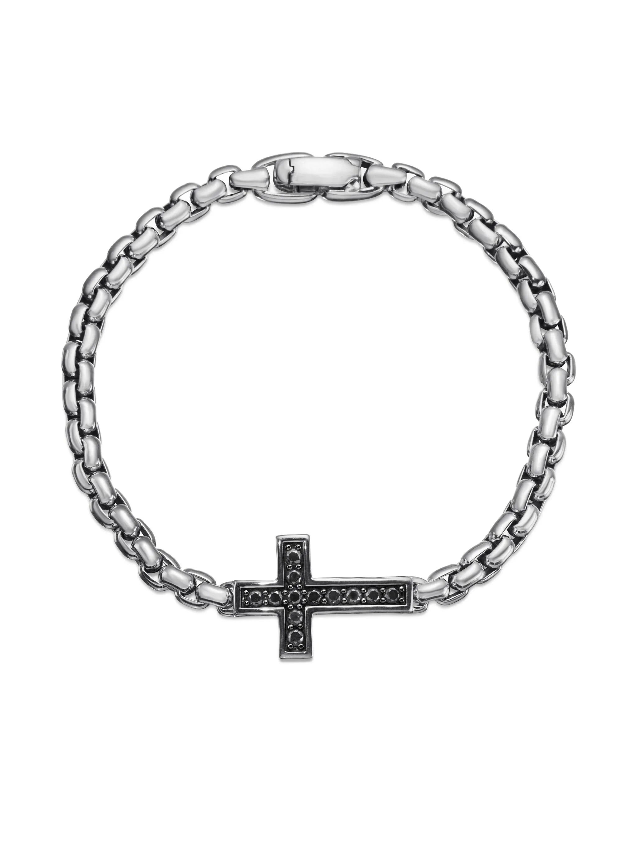 sterling silver Pavé Cross diamond bracelet (5mm)