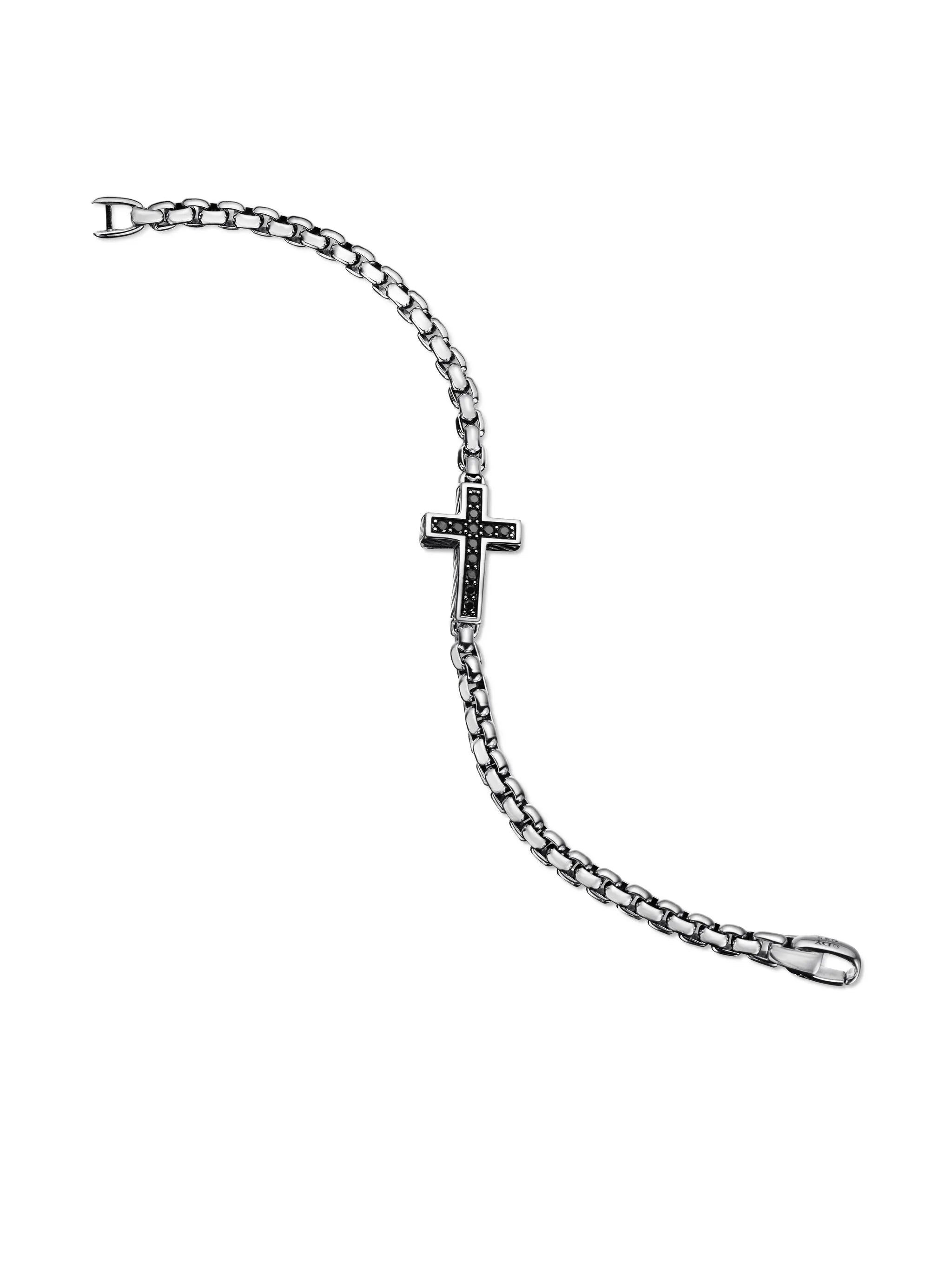 sterling silver Pavé Cross diamond bracelet (5mm)