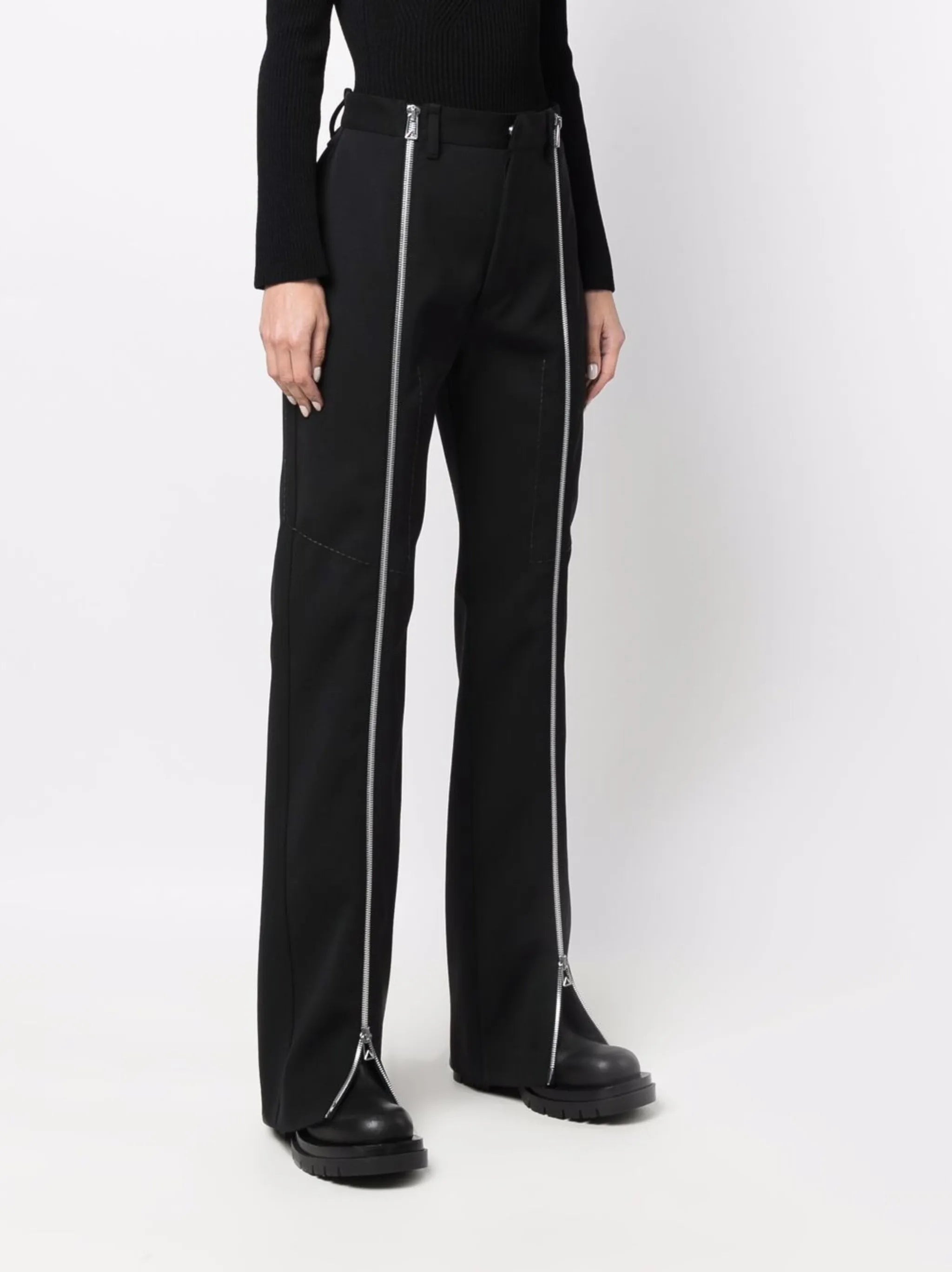 zip-detail high-rise trousers