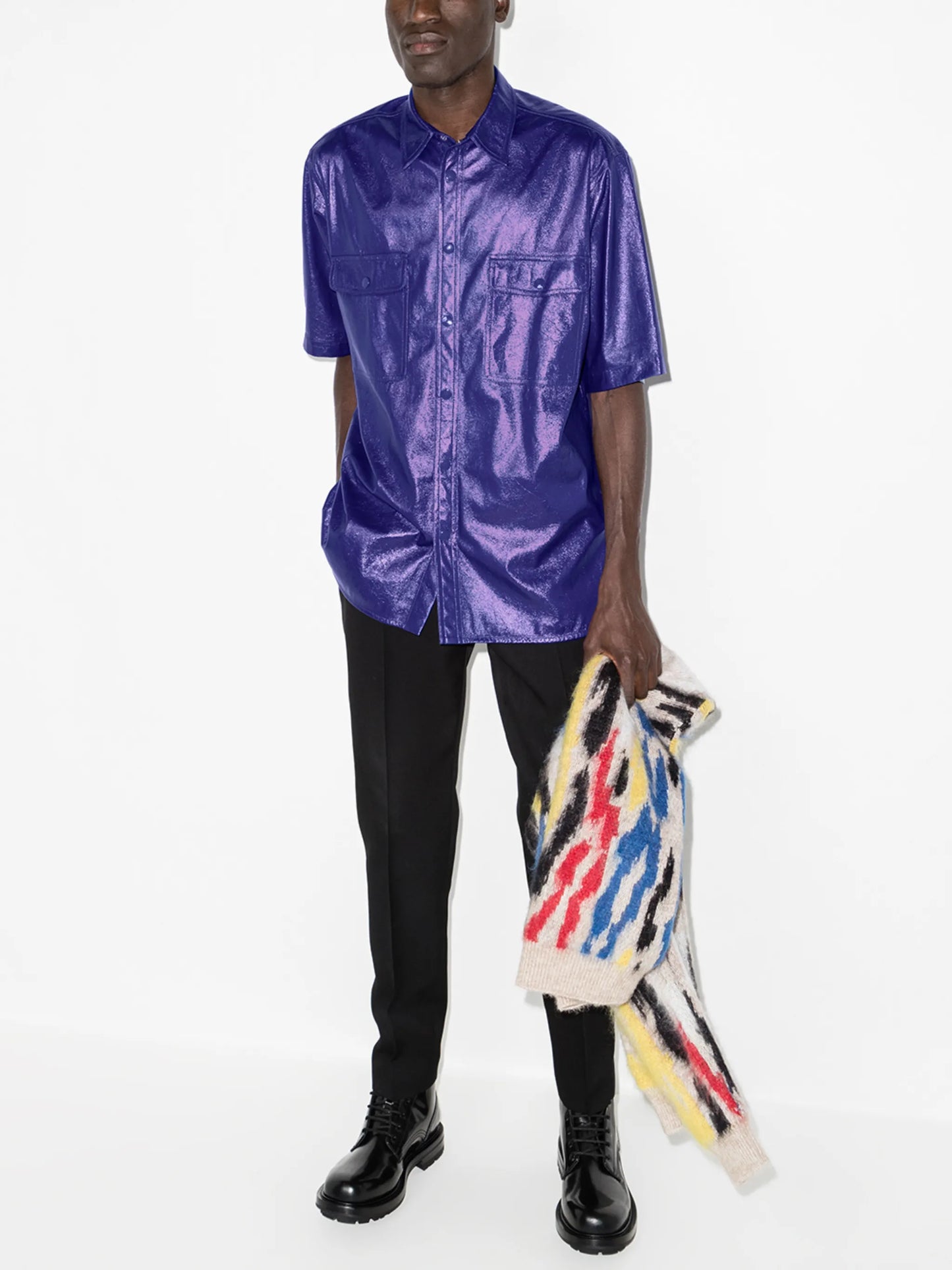 Gilin faux-leather shirt