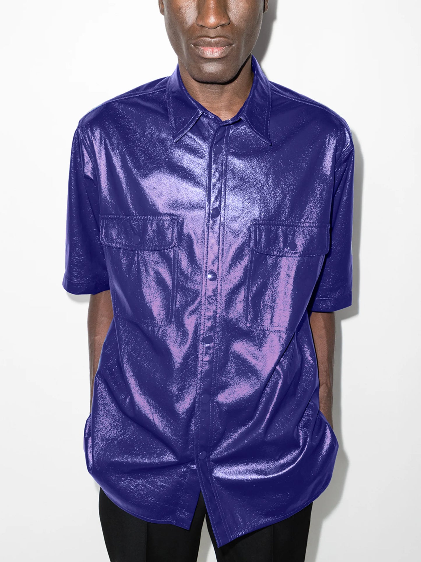 Gilin faux-leather shirt