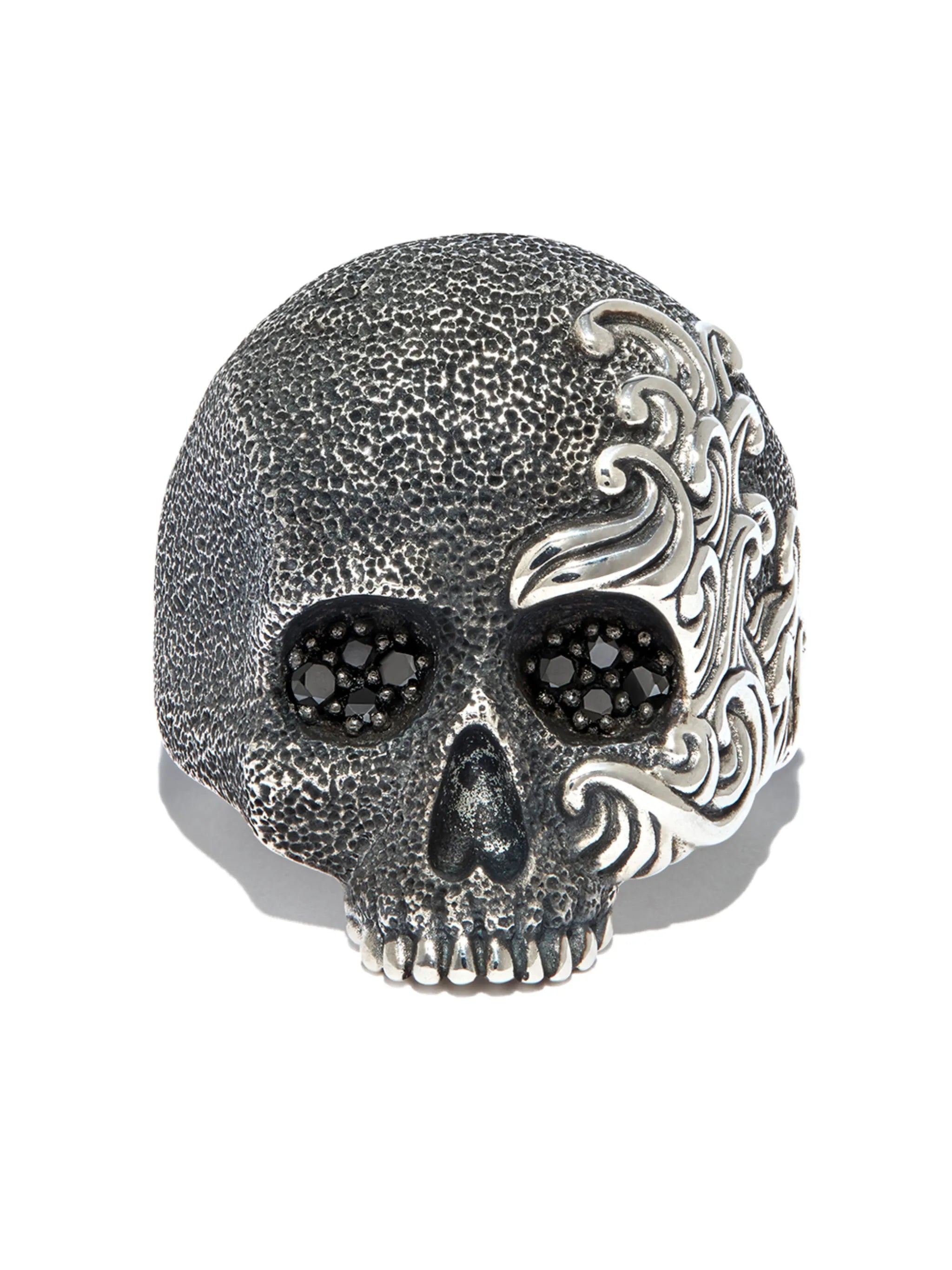sterling silver Waves Skull diamond ring (24mm)