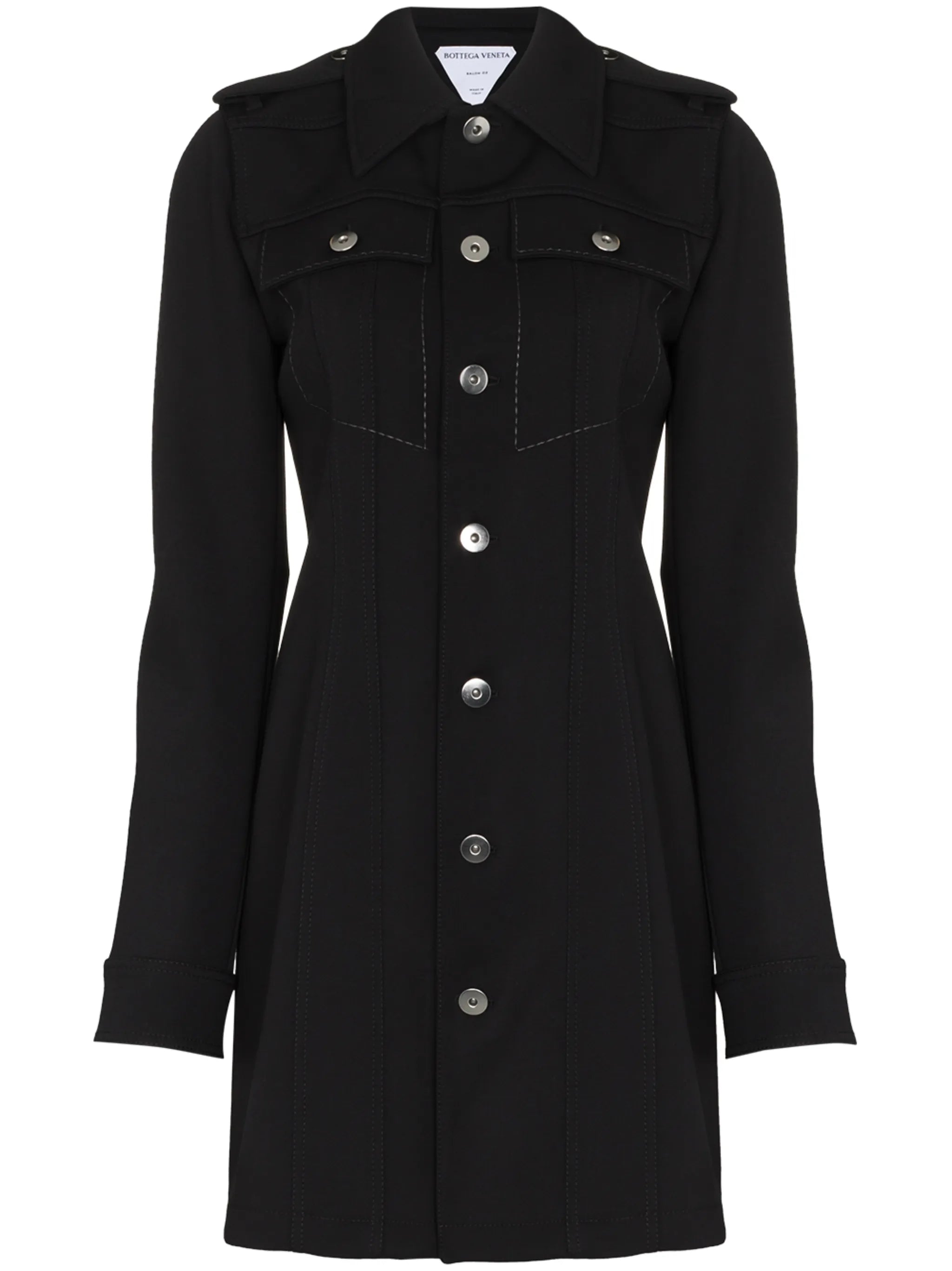 contrast-stitching structured shirt dress