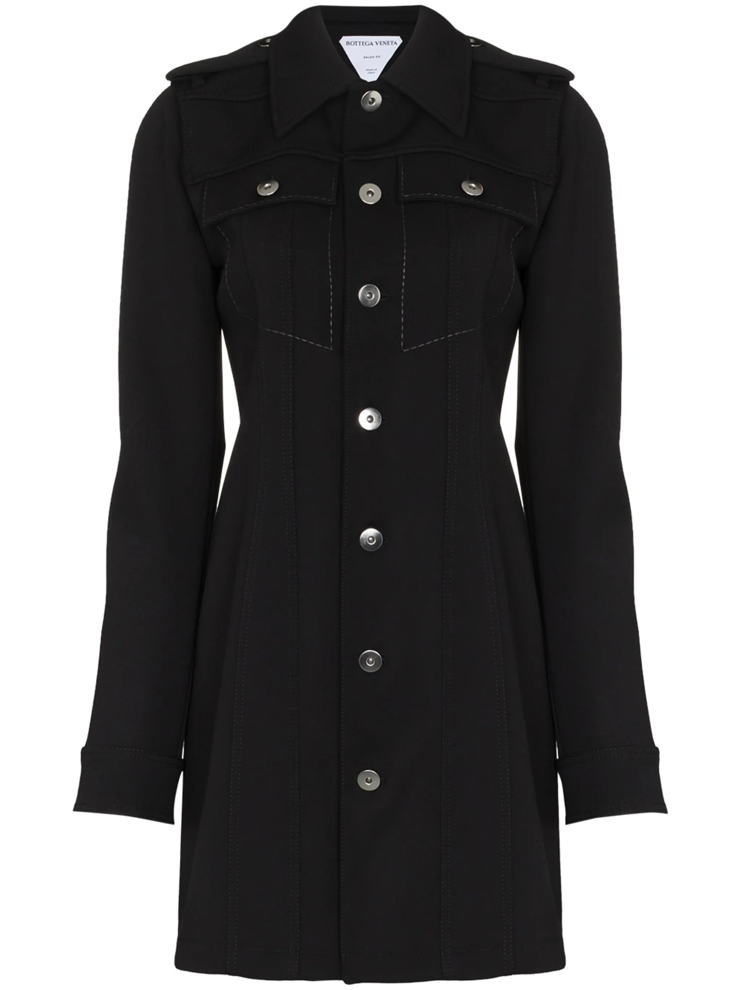 contrast-stitching structured shirt dress