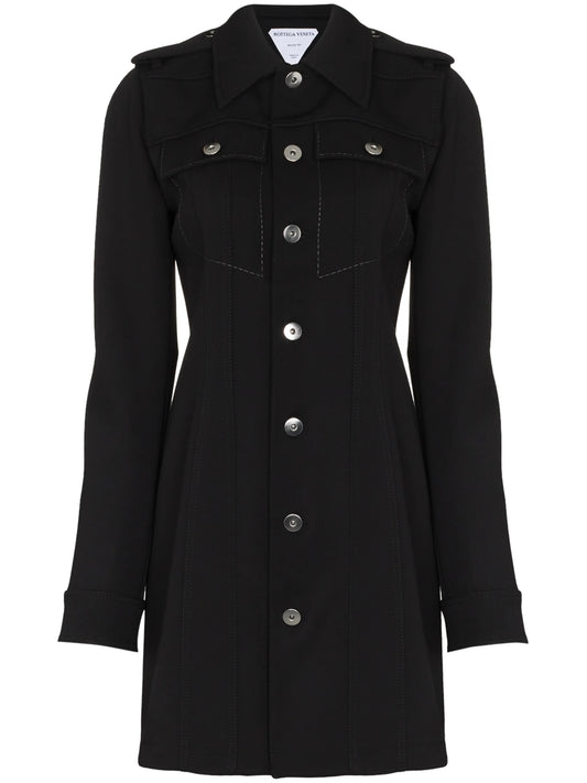 contrast-stitching structured shirt dress