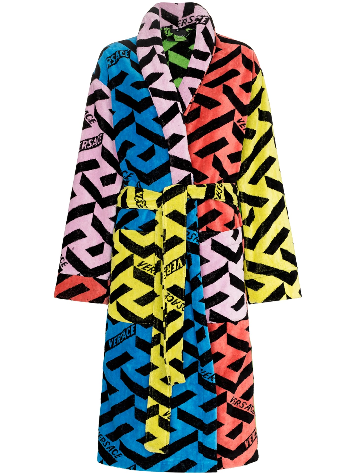 La Greca-print cotton bathrobe