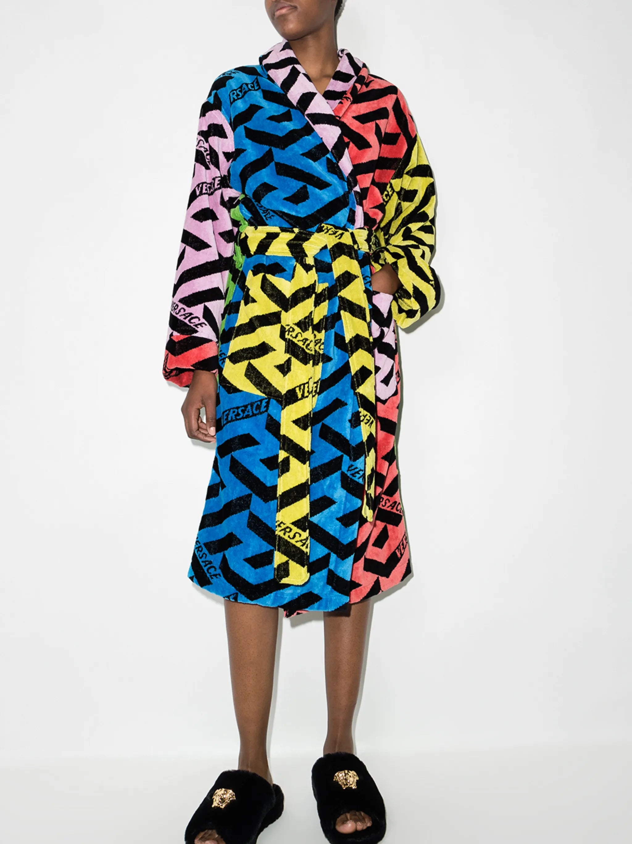 La Greca-print cotton bathrobe