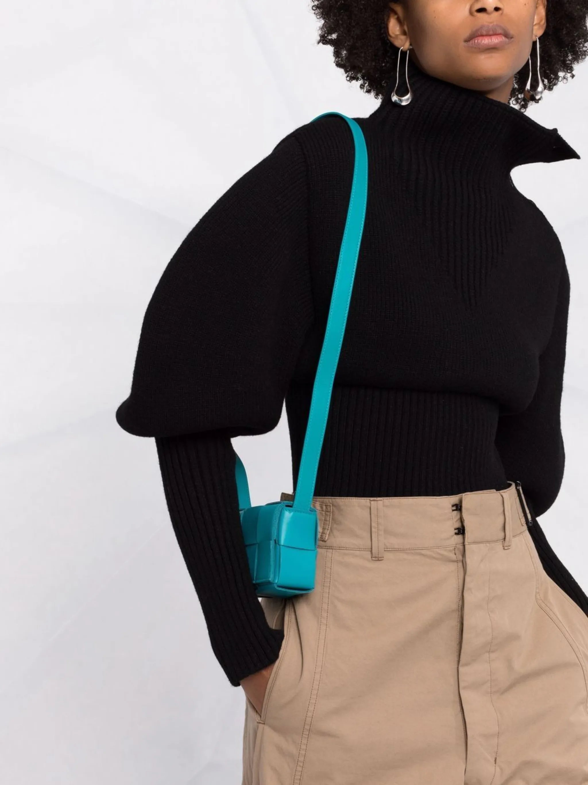 puff-sleeves ribbed jumper