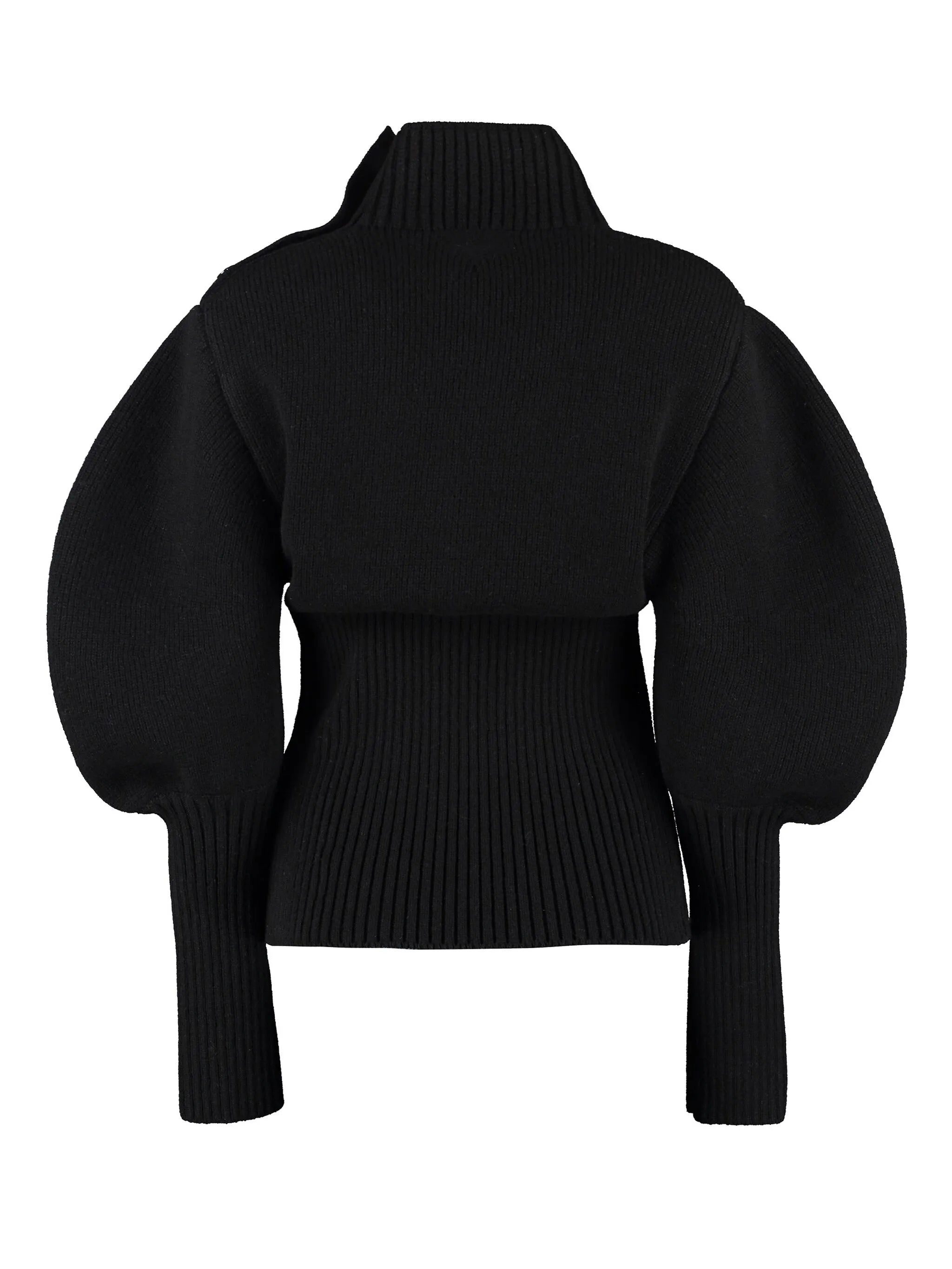 puff-sleeves ribbed jumper