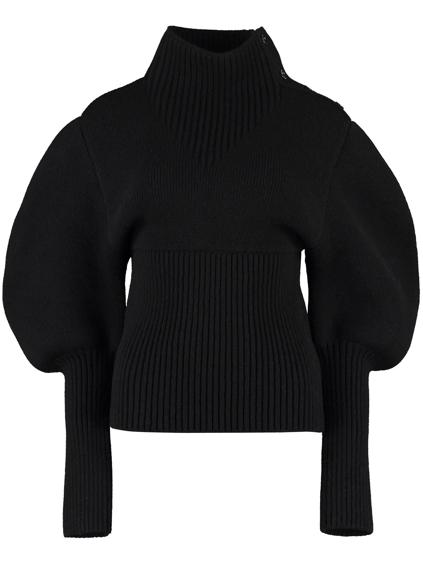 puff-sleeves ribbed jumper