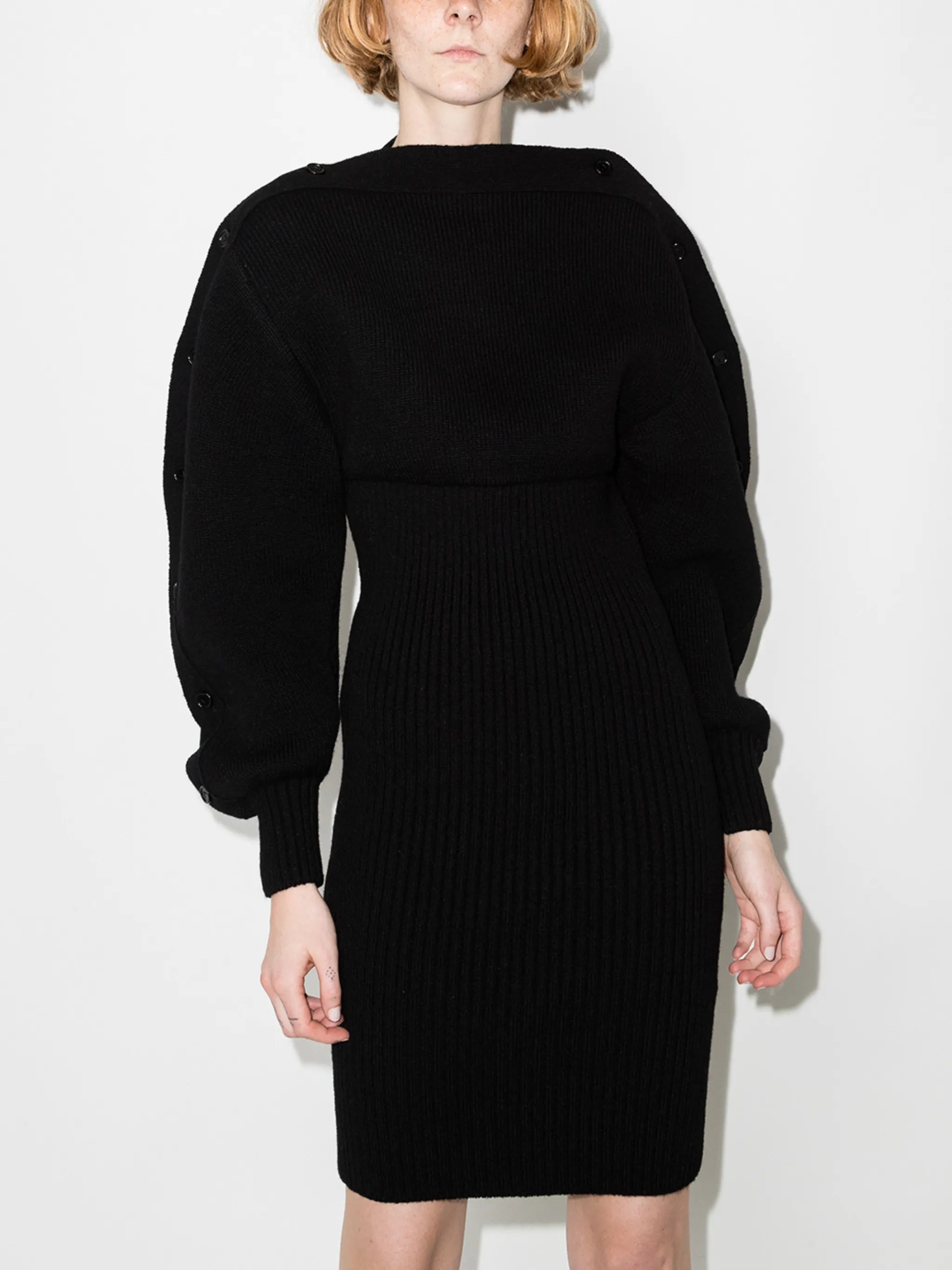 sculpted sleeve knitted dress