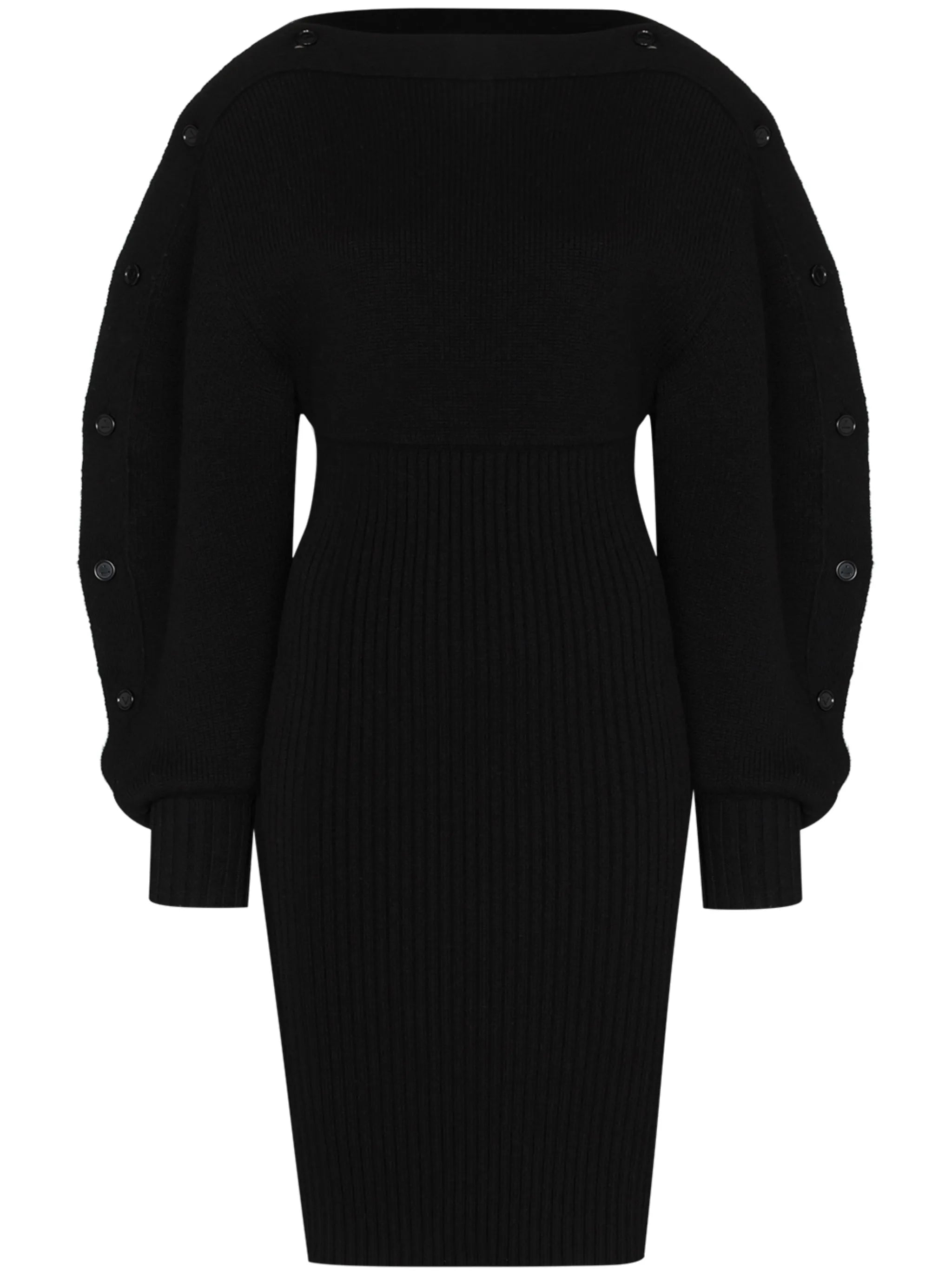 sculpted sleeve knitted dress