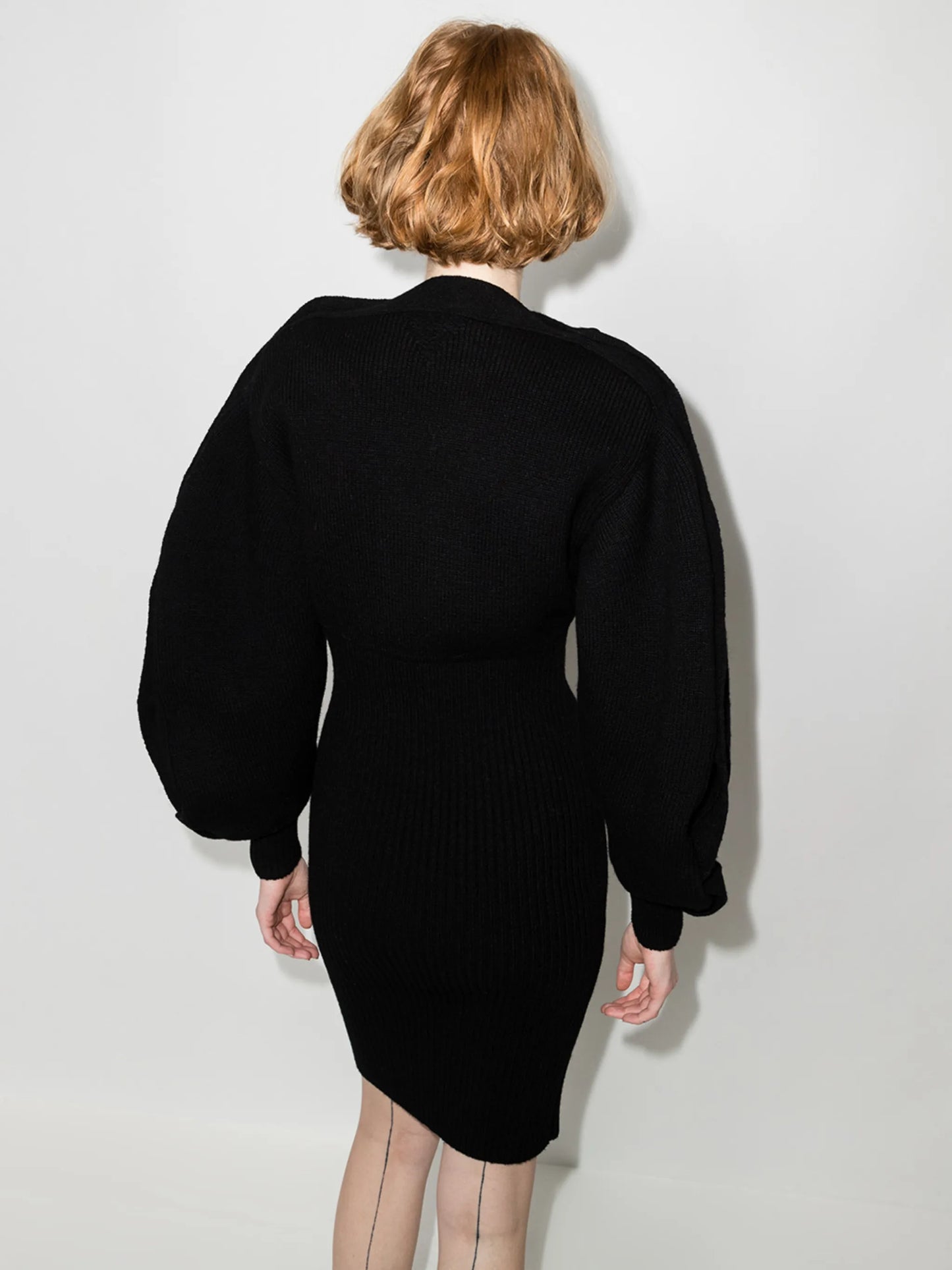 sculpted sleeve knitted dress