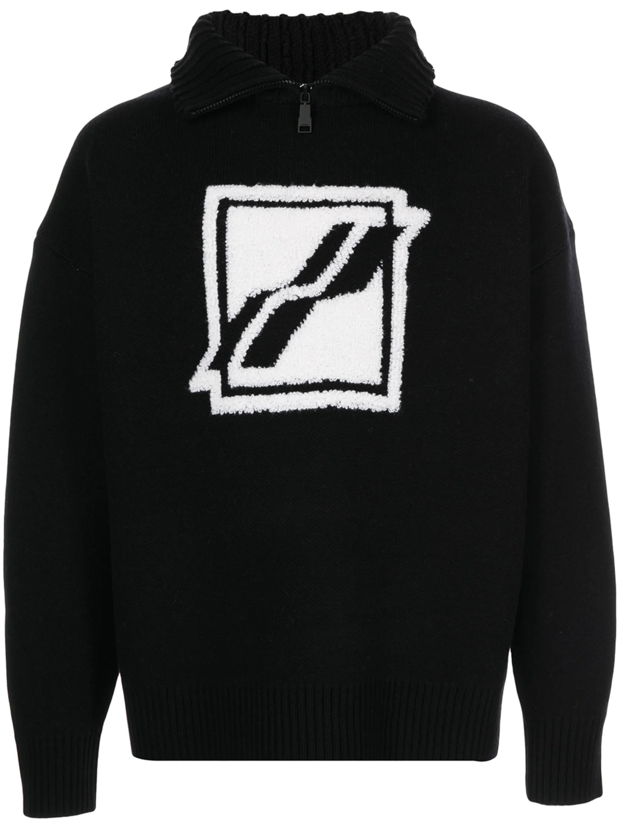 logo-intarsia roll-neck jumper