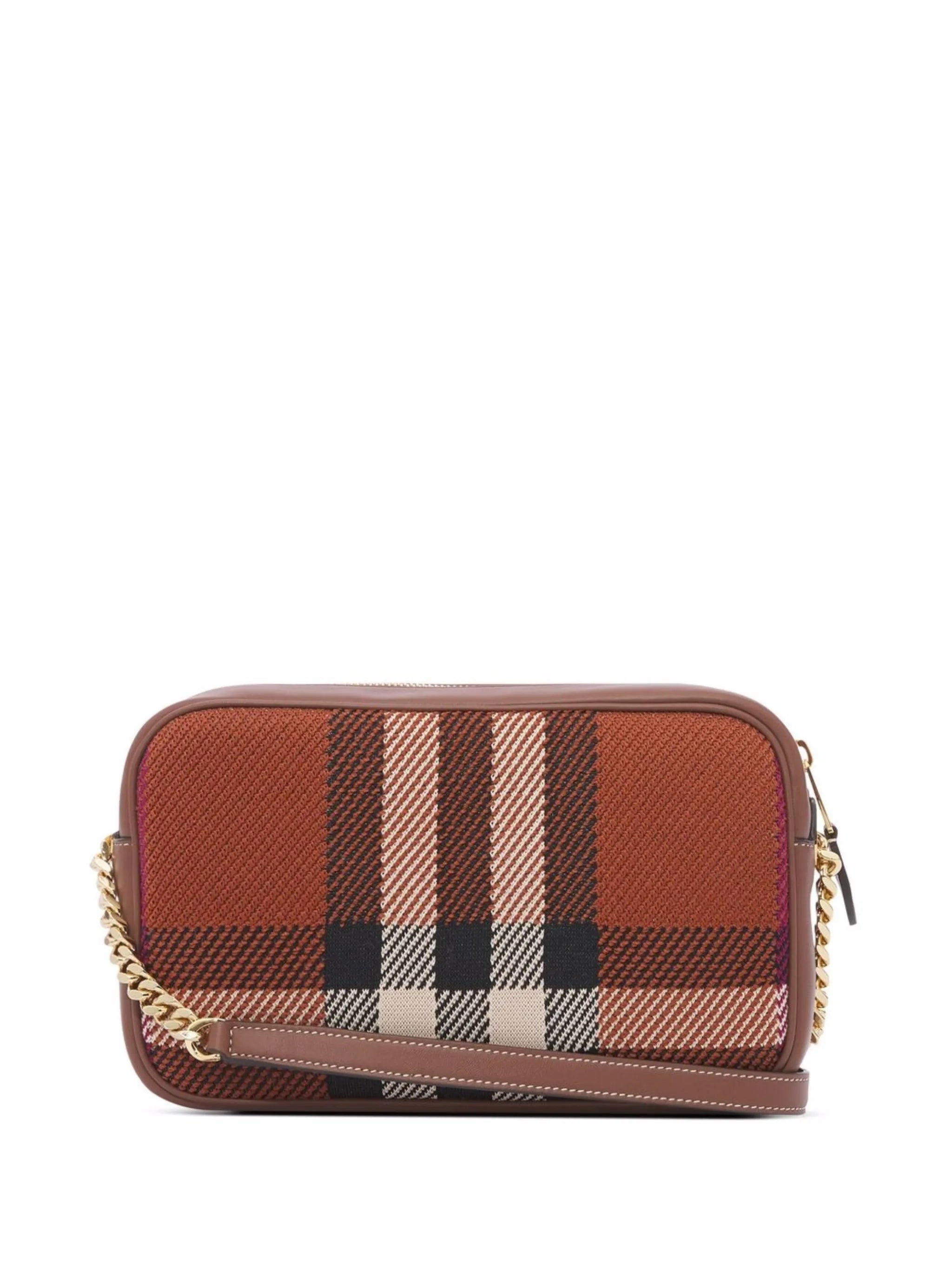 Lola check-knit cross body bag
