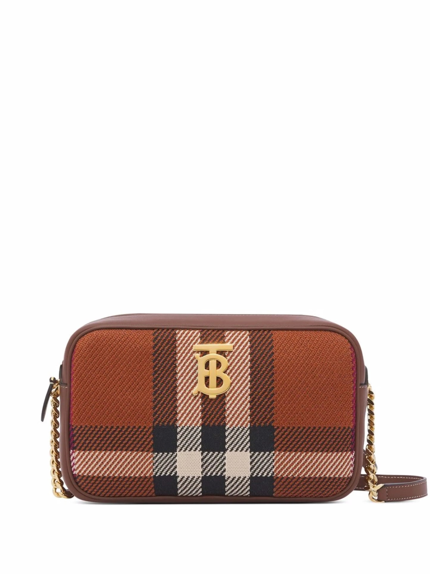 Lola check-knit cross body bag