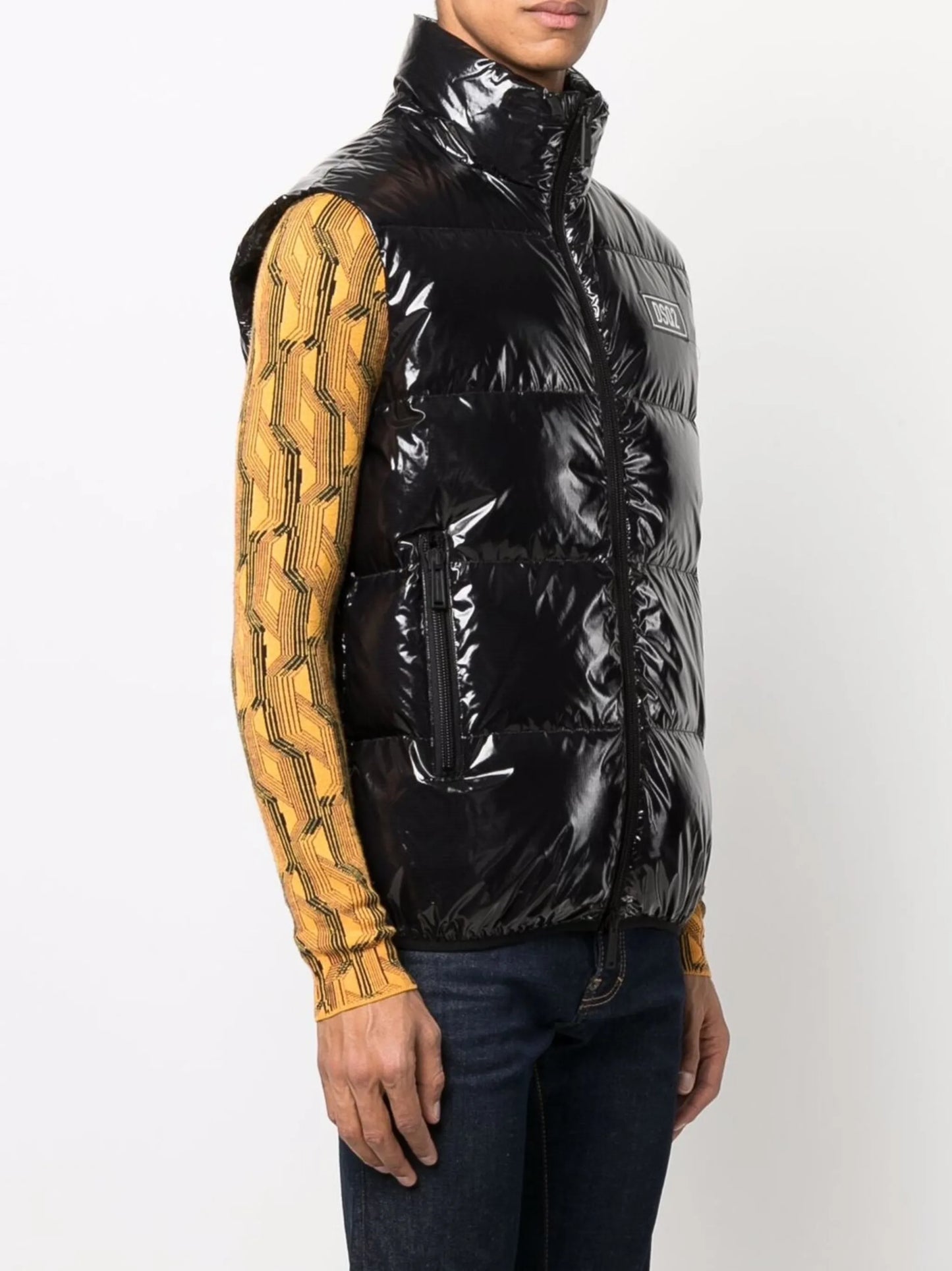 high-shine padded gilet