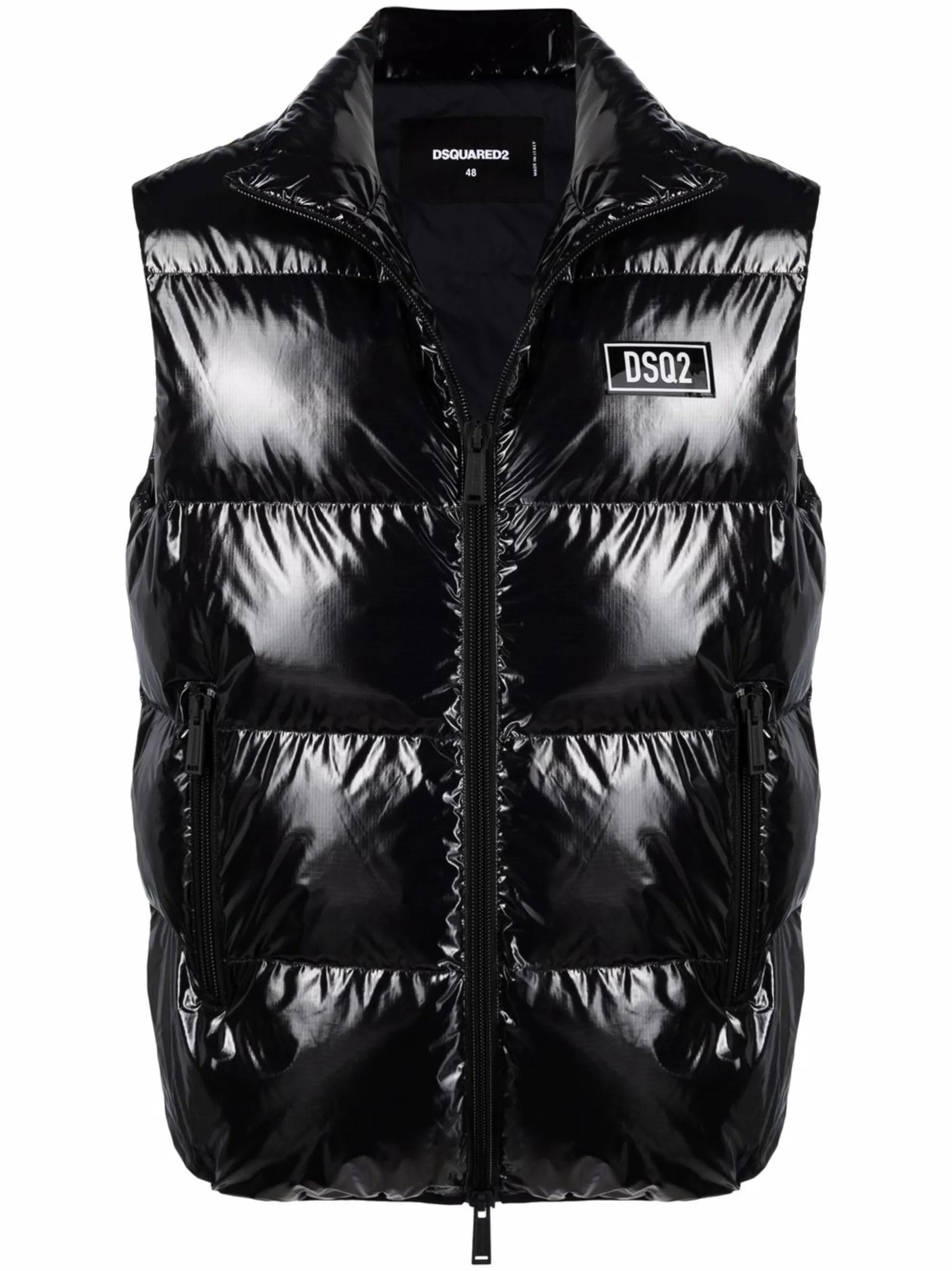 high-shine padded gilet