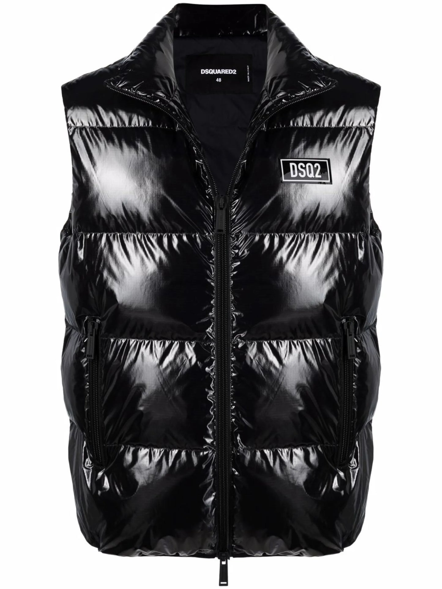 high-shine padded gilet