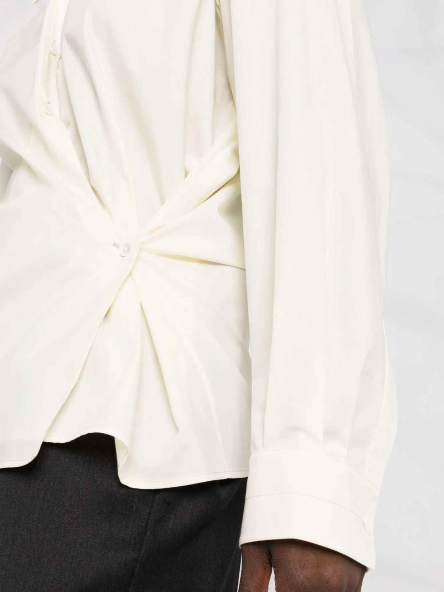 side fastening wrap shirt