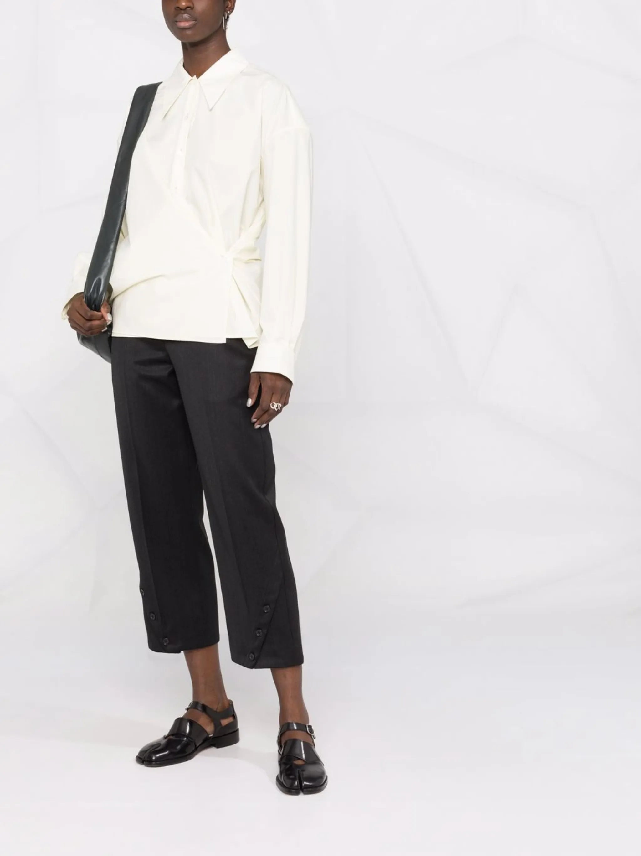 side fastening wrap shirt