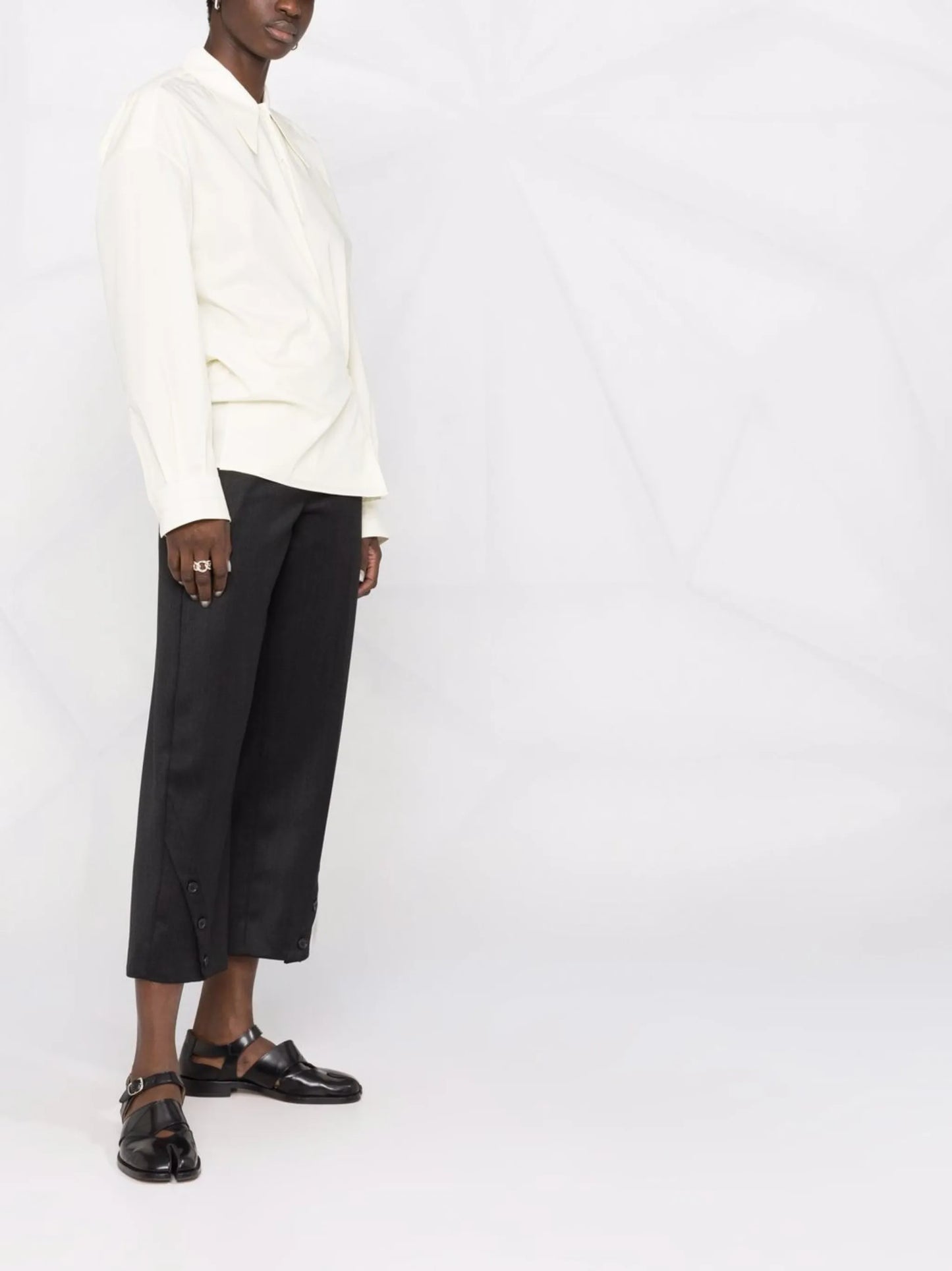 side fastening wrap shirt