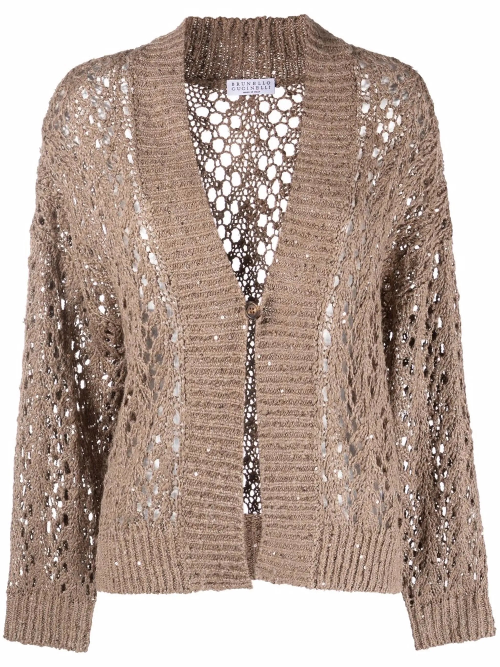 open-knit linen-silk cardigan