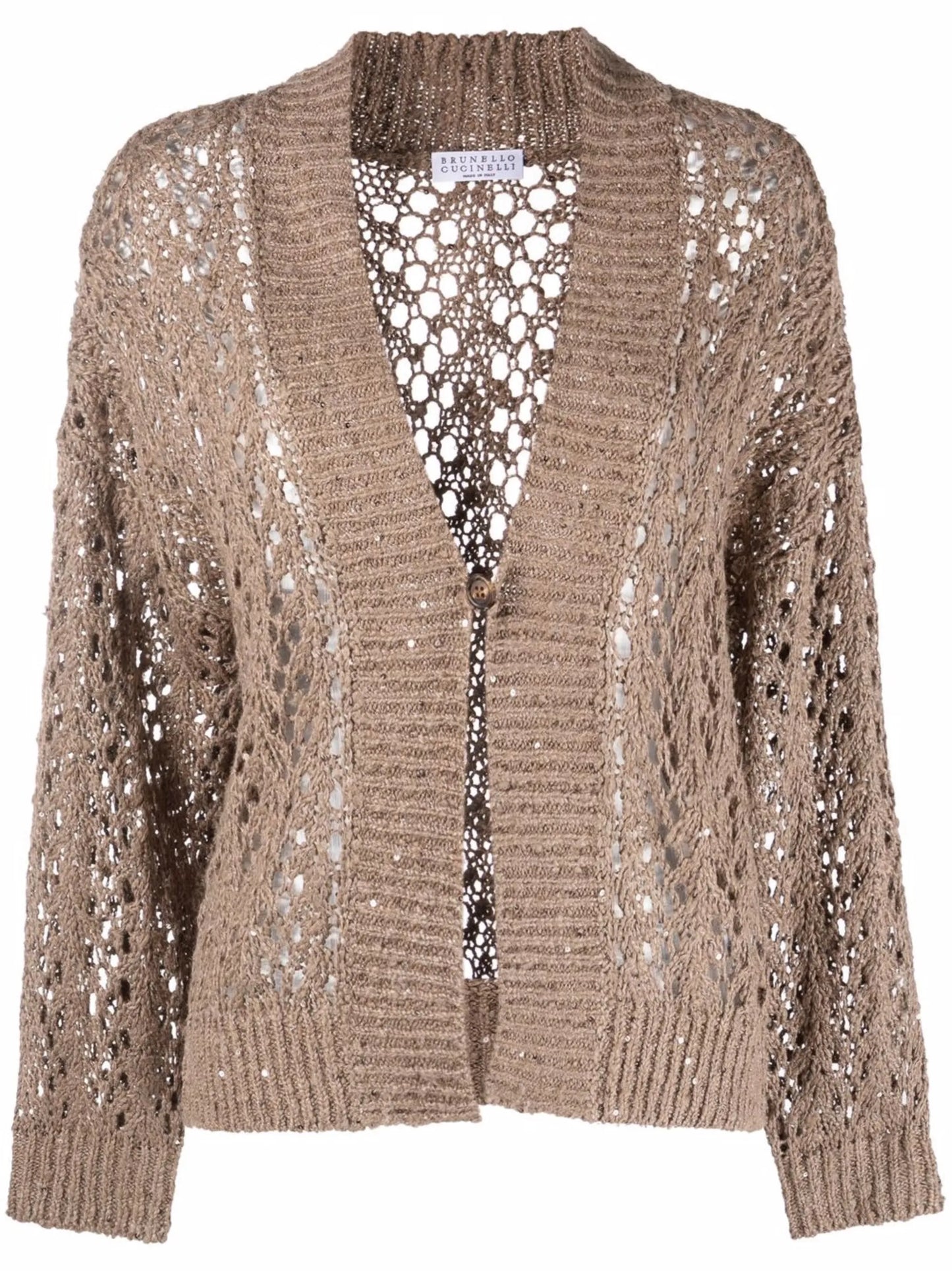 open-knit linen-silk cardigan