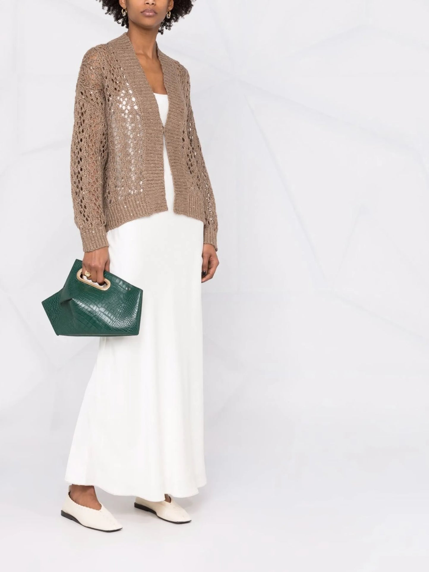 open-knit linen-silk cardigan