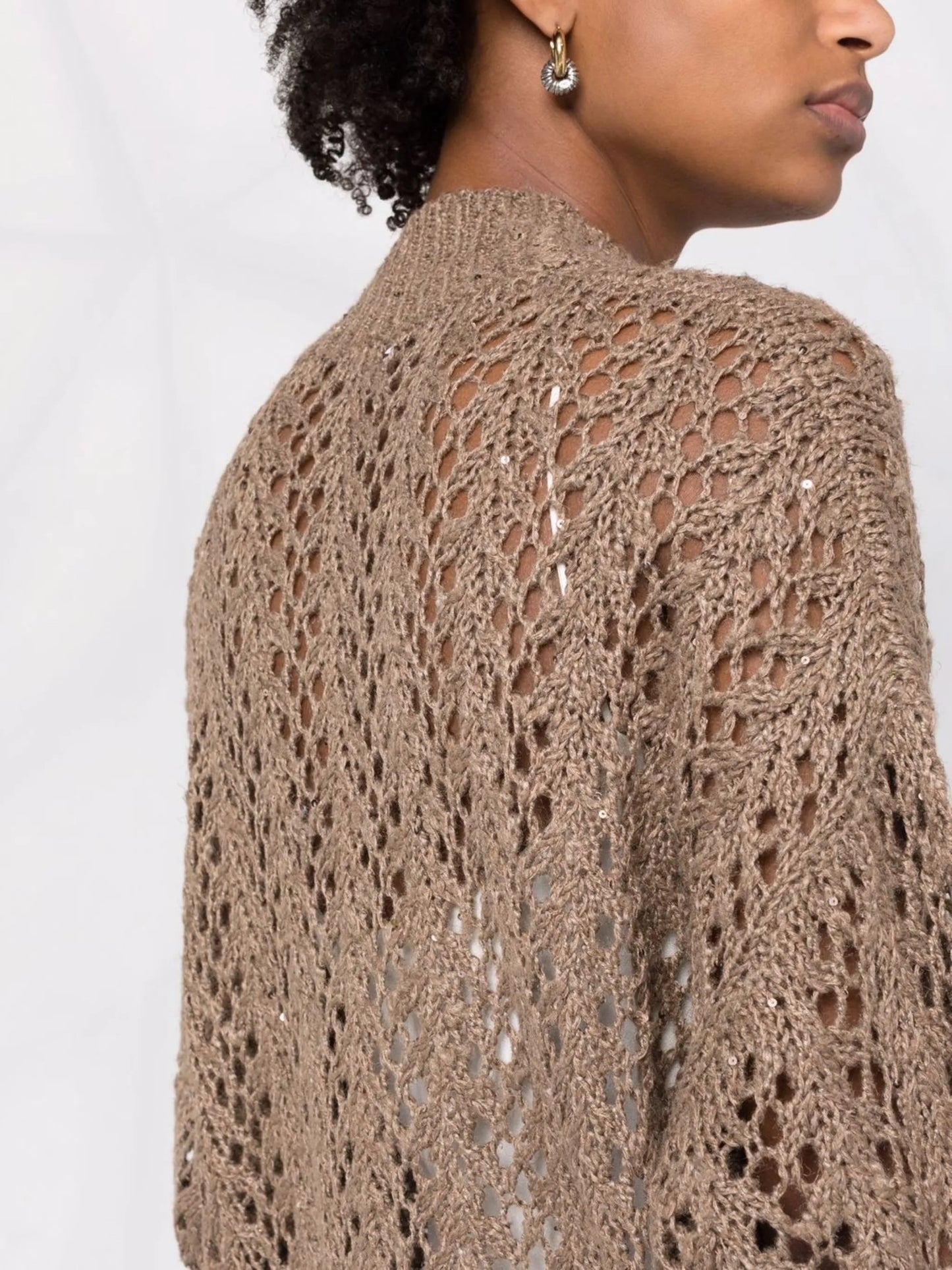 open-knit linen-silk cardigan